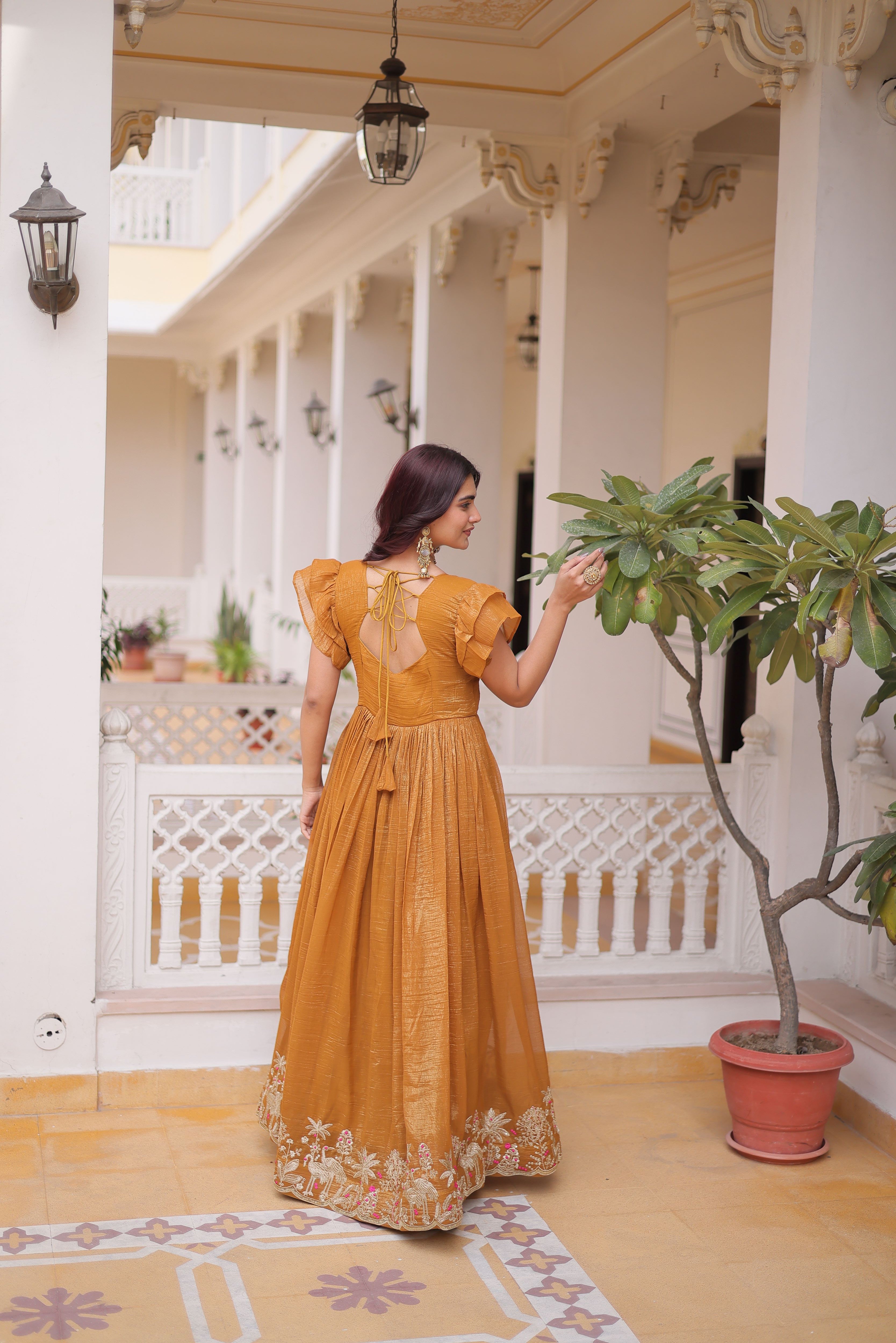 Silver Crunchy Embroidered Gown