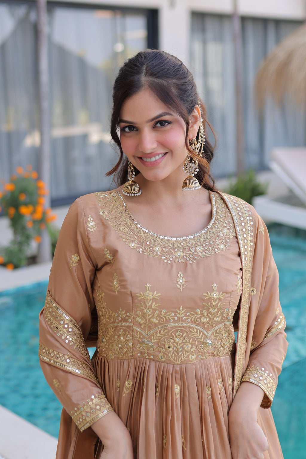 Silk Embroidered Kurti Sharara With Dupatta