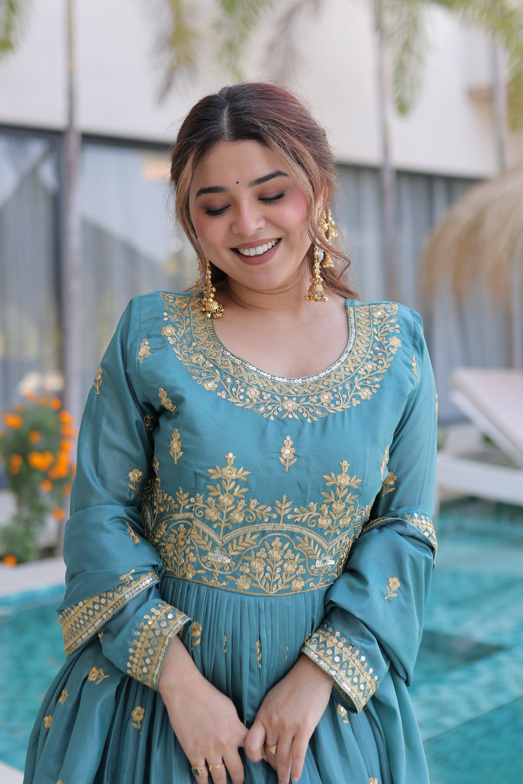 Silk Embroidered Kurti Sharara With Dupatta