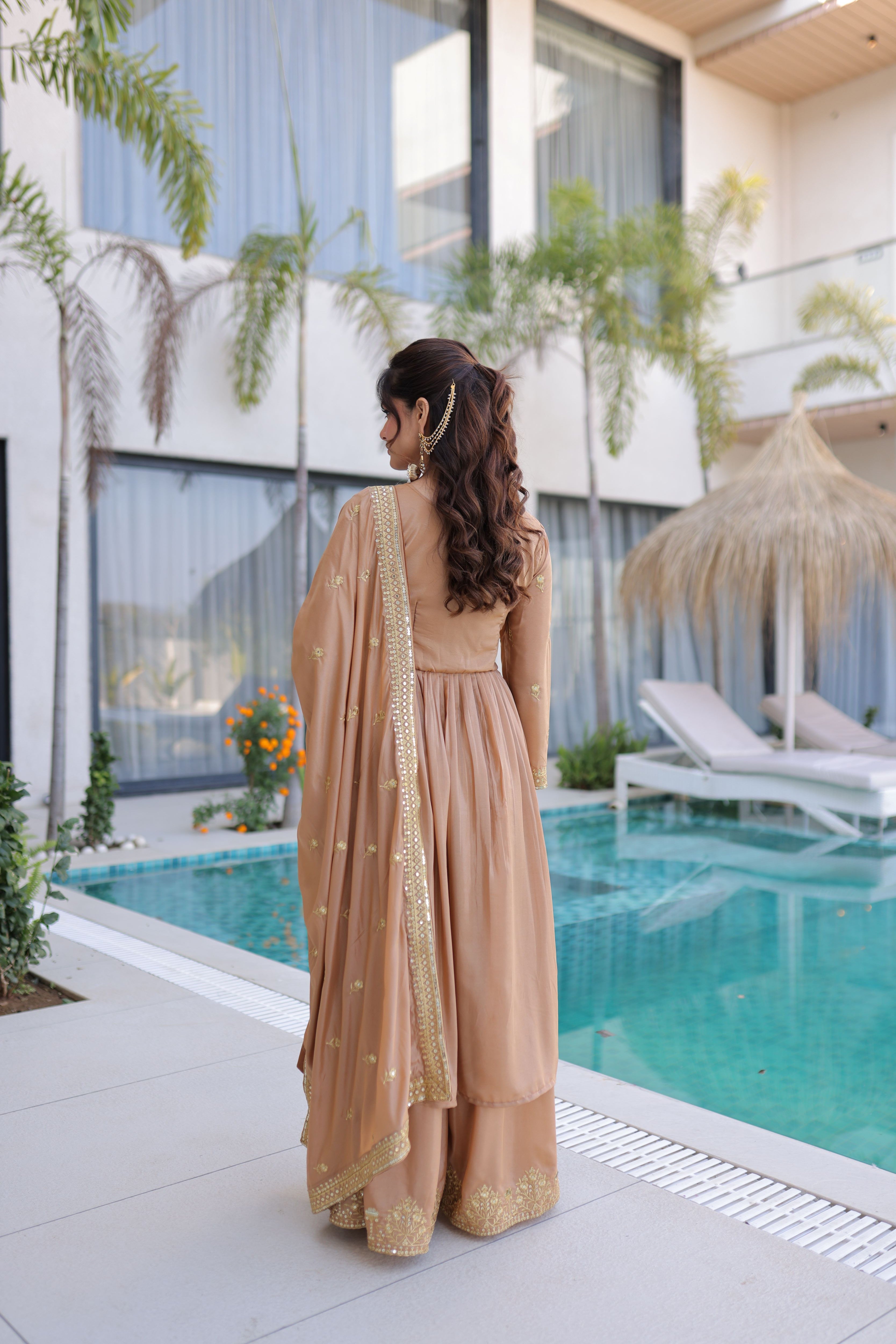 Silk Embroidered Kurti Sharara With Dupatta