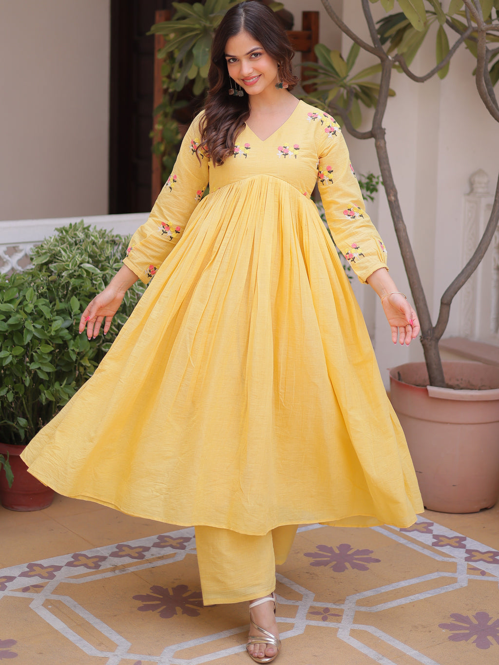 Cotton Embroidered Kurti Pant With Dupatta