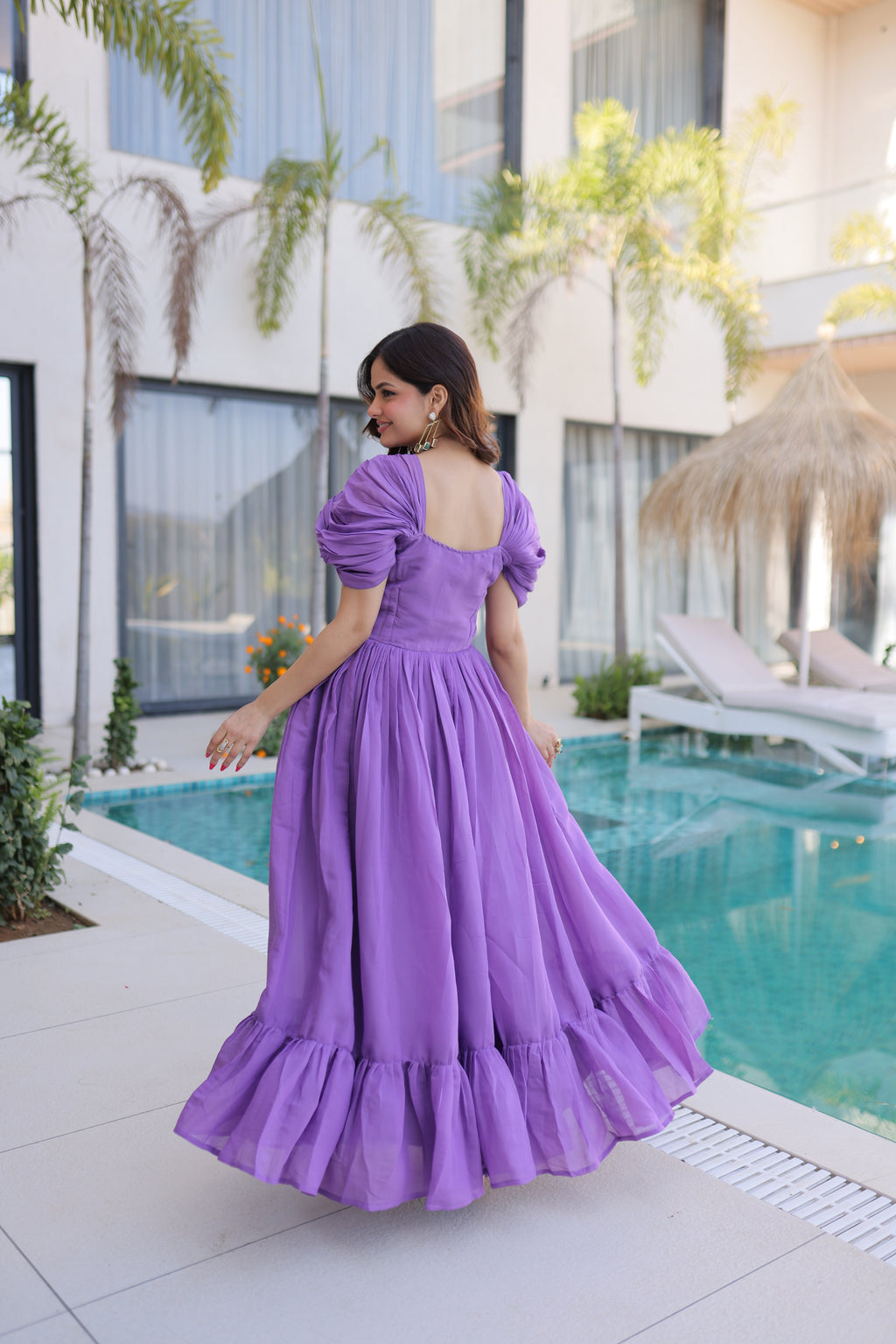 Mull Chanderi Beads Embroidered Gown