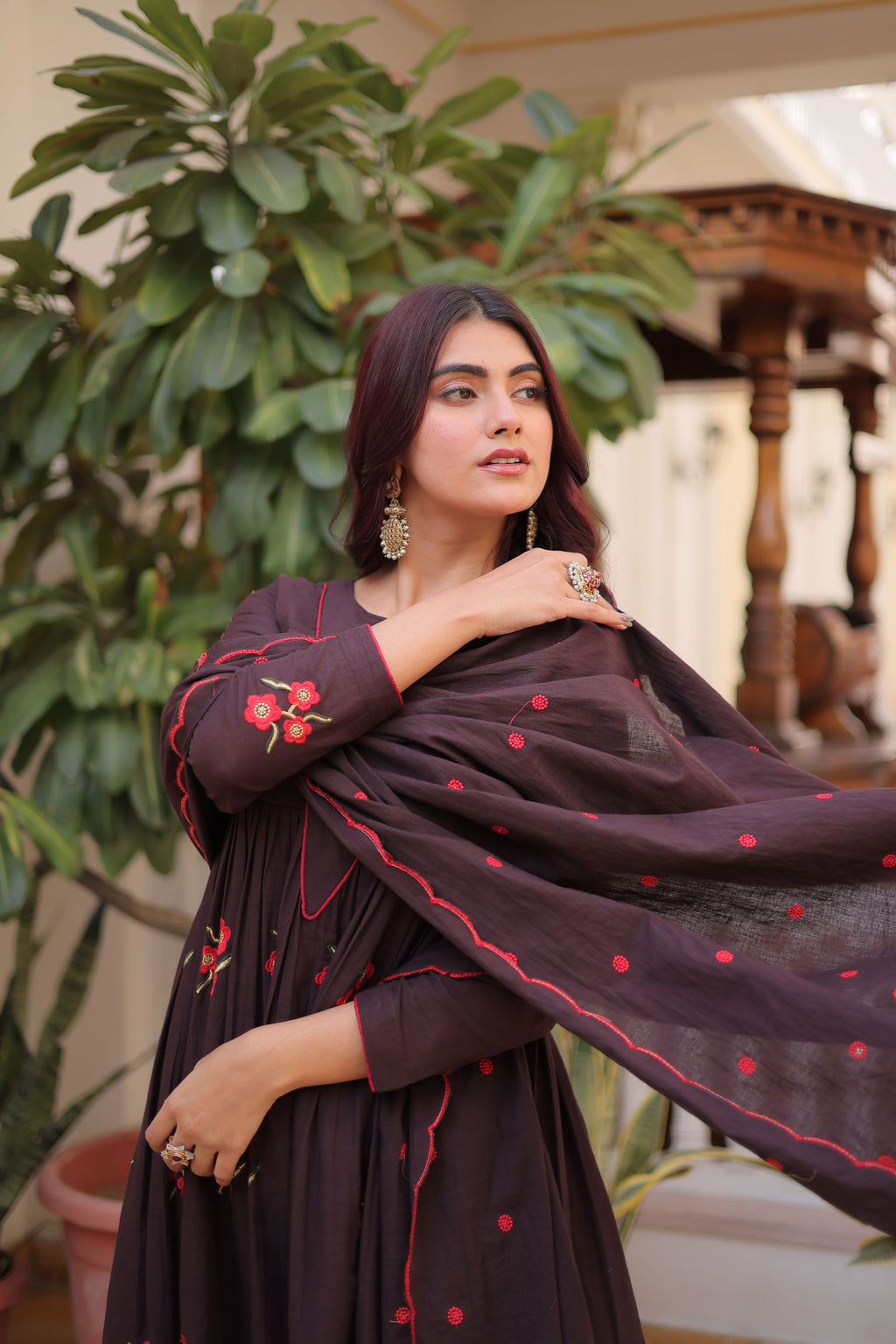 Cotton Embroidered Kurti-Pant With Dupatta
