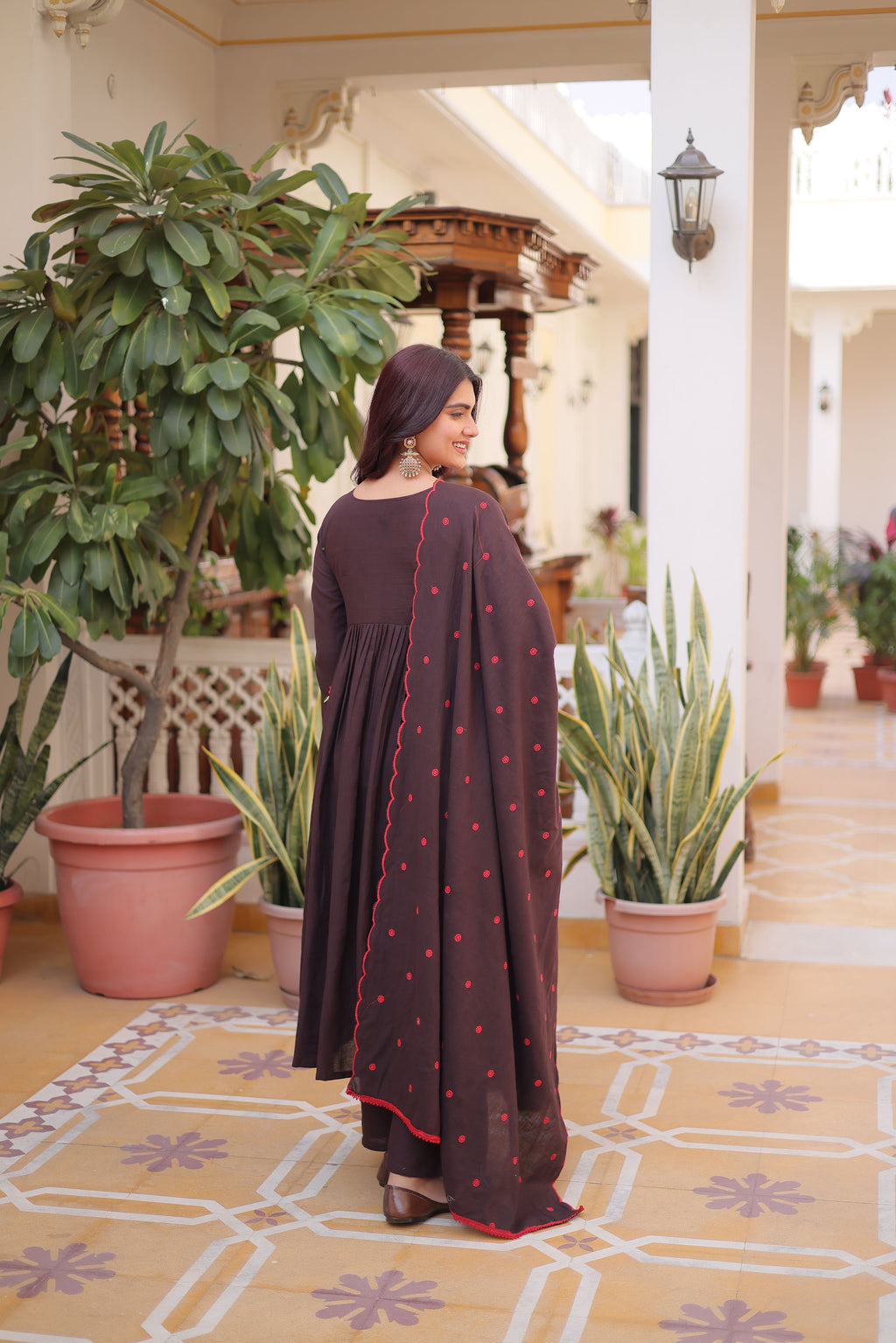 Cotton Embroidered Kurti-Pant With Dupatta