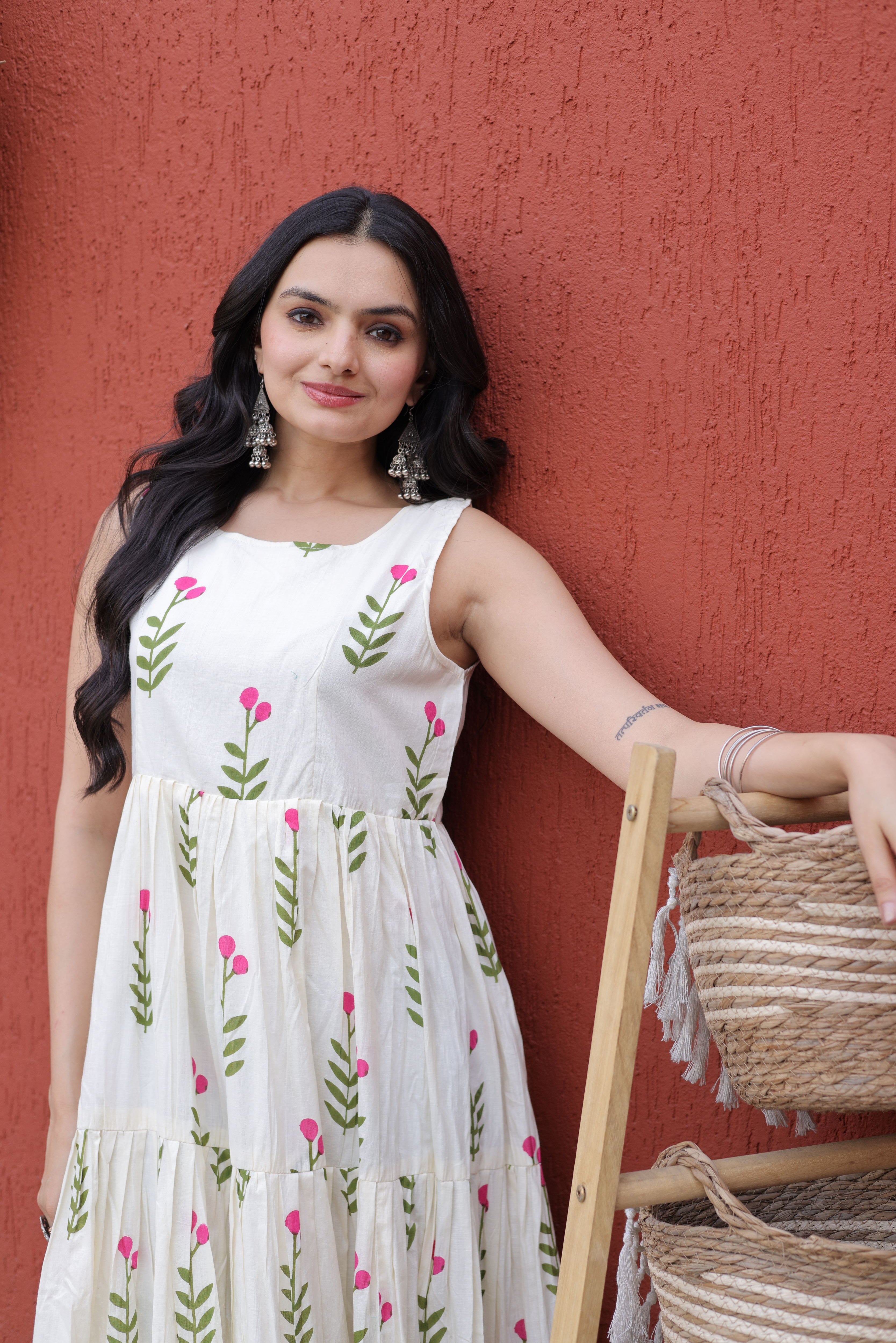 Cotton Printed Three Layer Frock