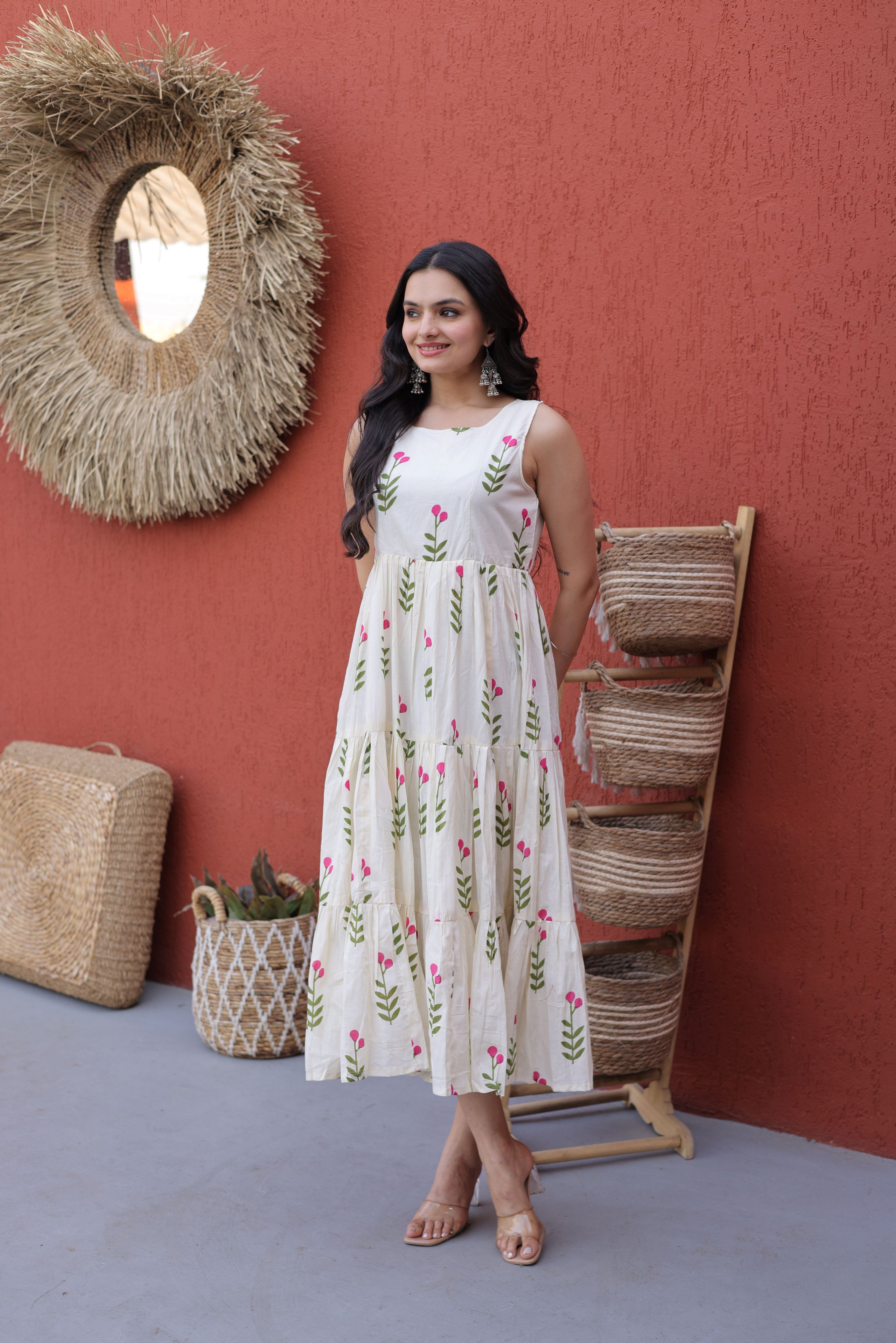 Cotton Printed Three Layer Frock