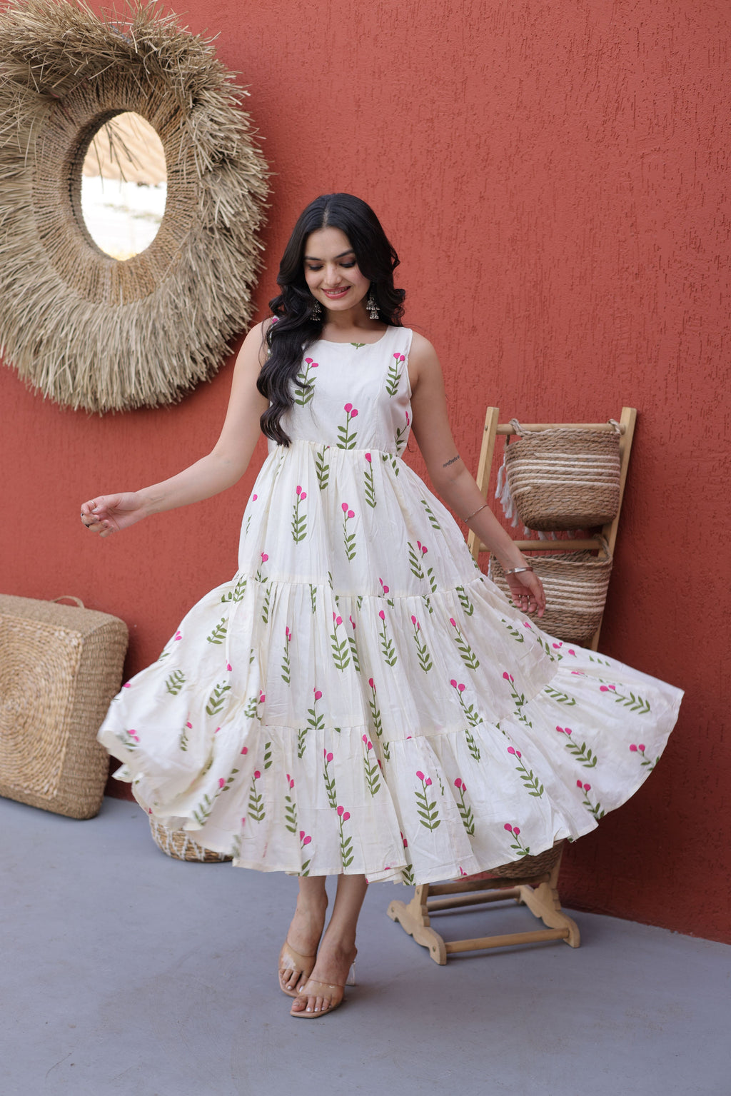 Cotton Printed Three Layer Frock
