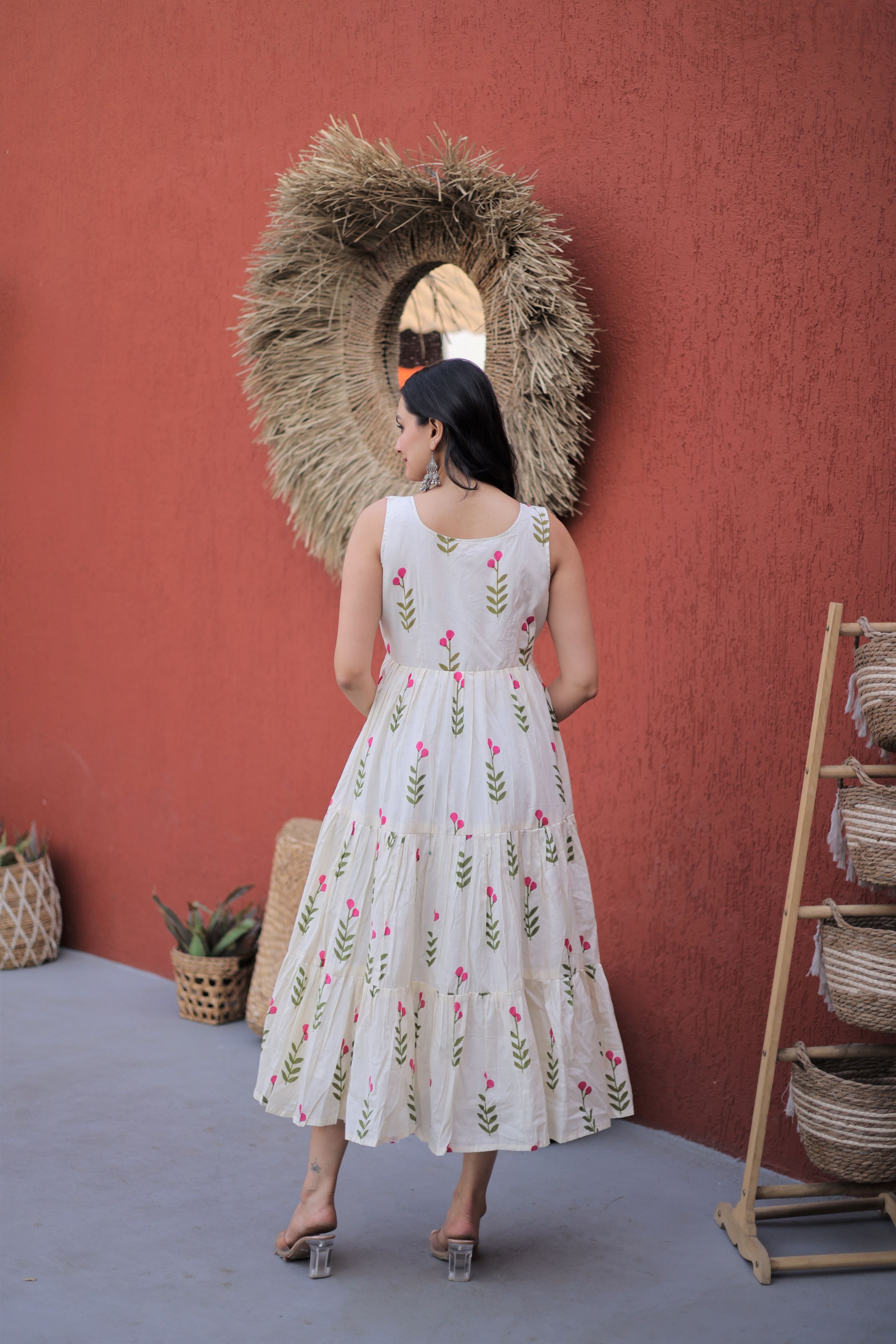 Cotton Printed Three Layer Frock