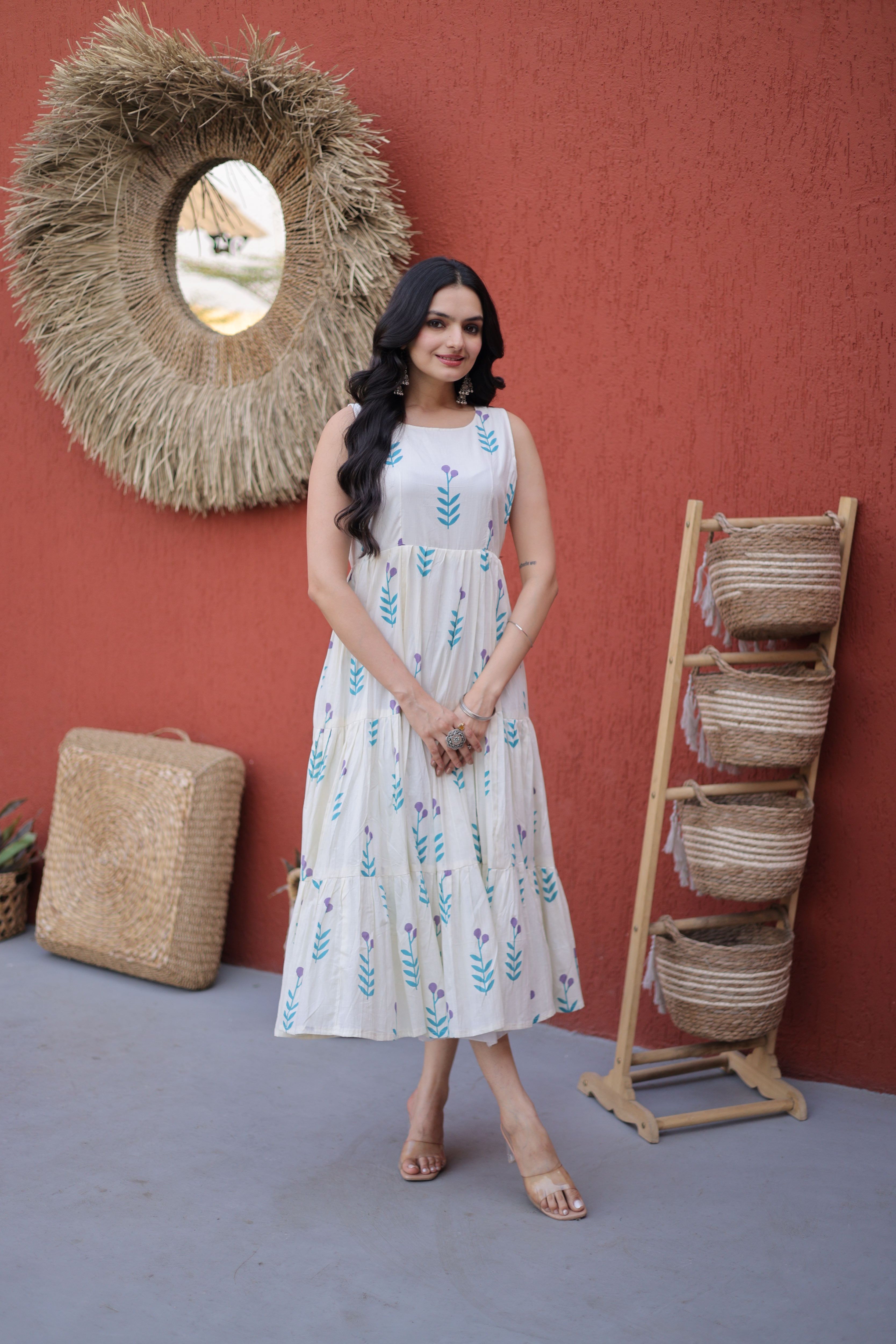 Cotton Printed Three Layer Frock