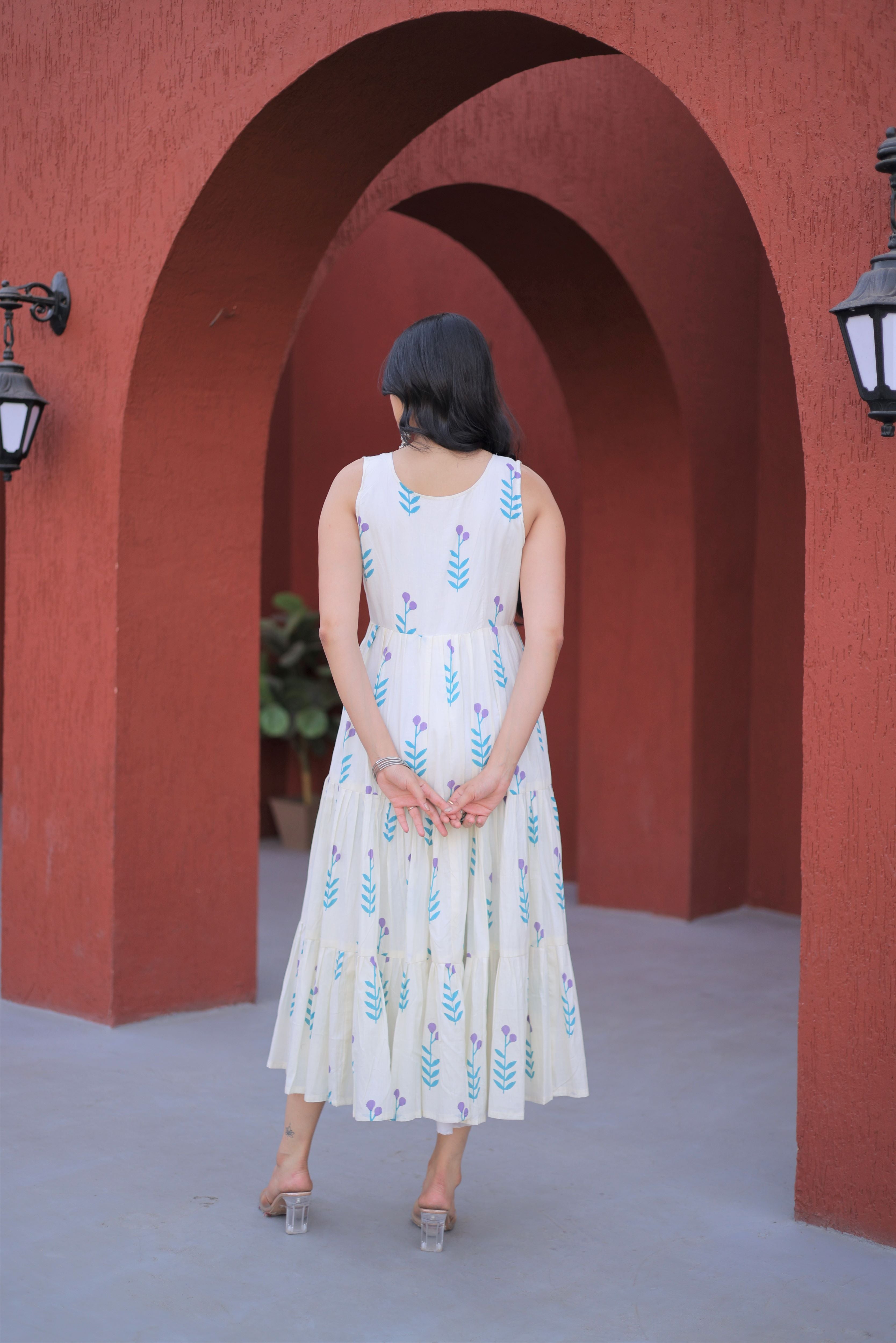 Cotton Printed Three Layer Frock