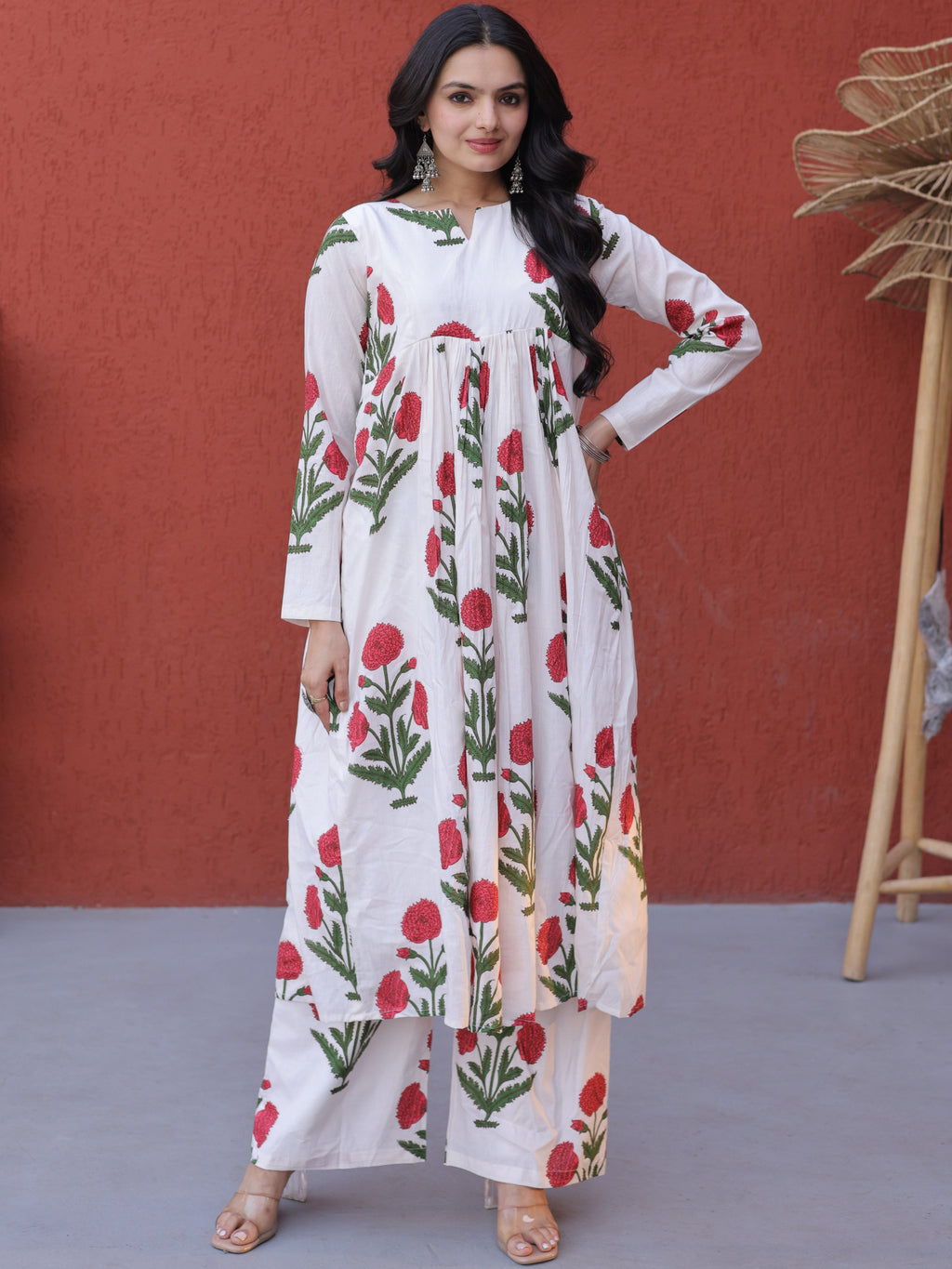 Cotton Printed Summer Wear Kurti Palazzo Pair
