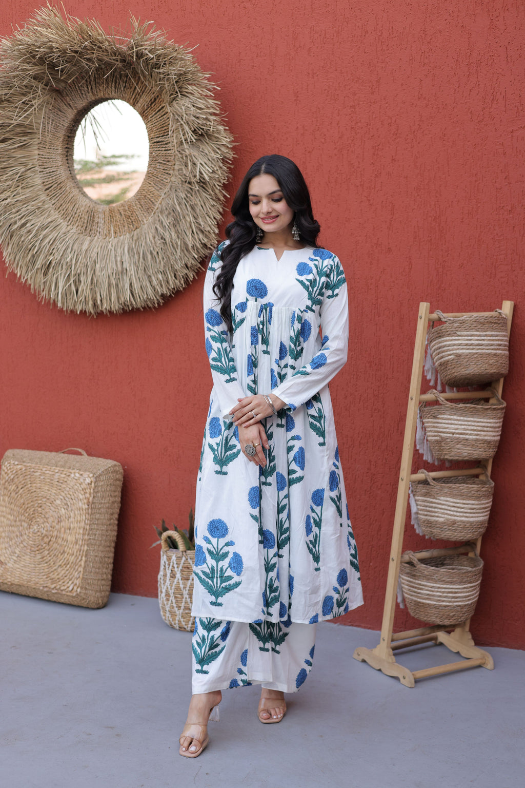 Cotton Printed Summer Wear Kurti Palazzo Pair