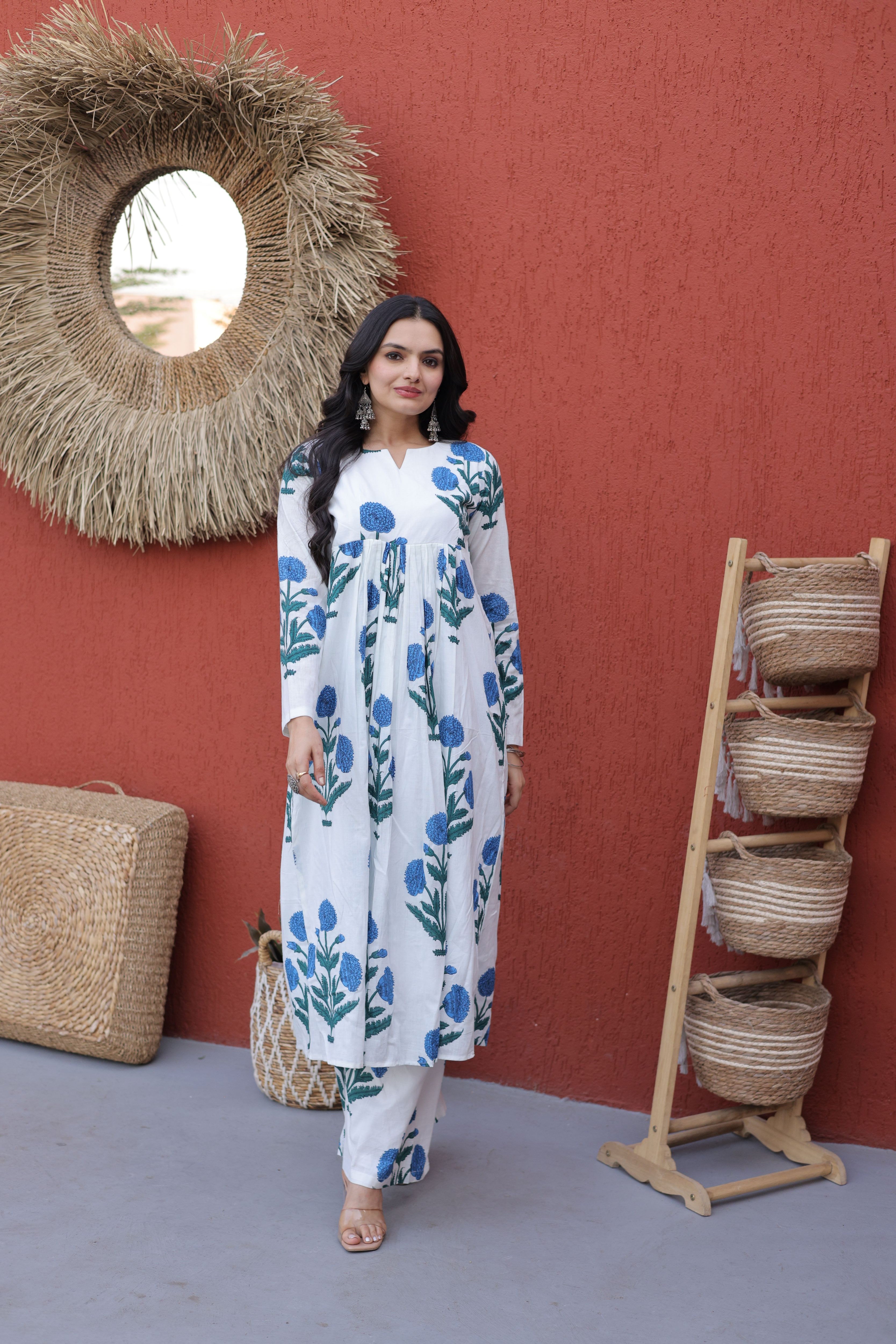 Cotton Printed Summer Wear Kurti Palazzo Pair