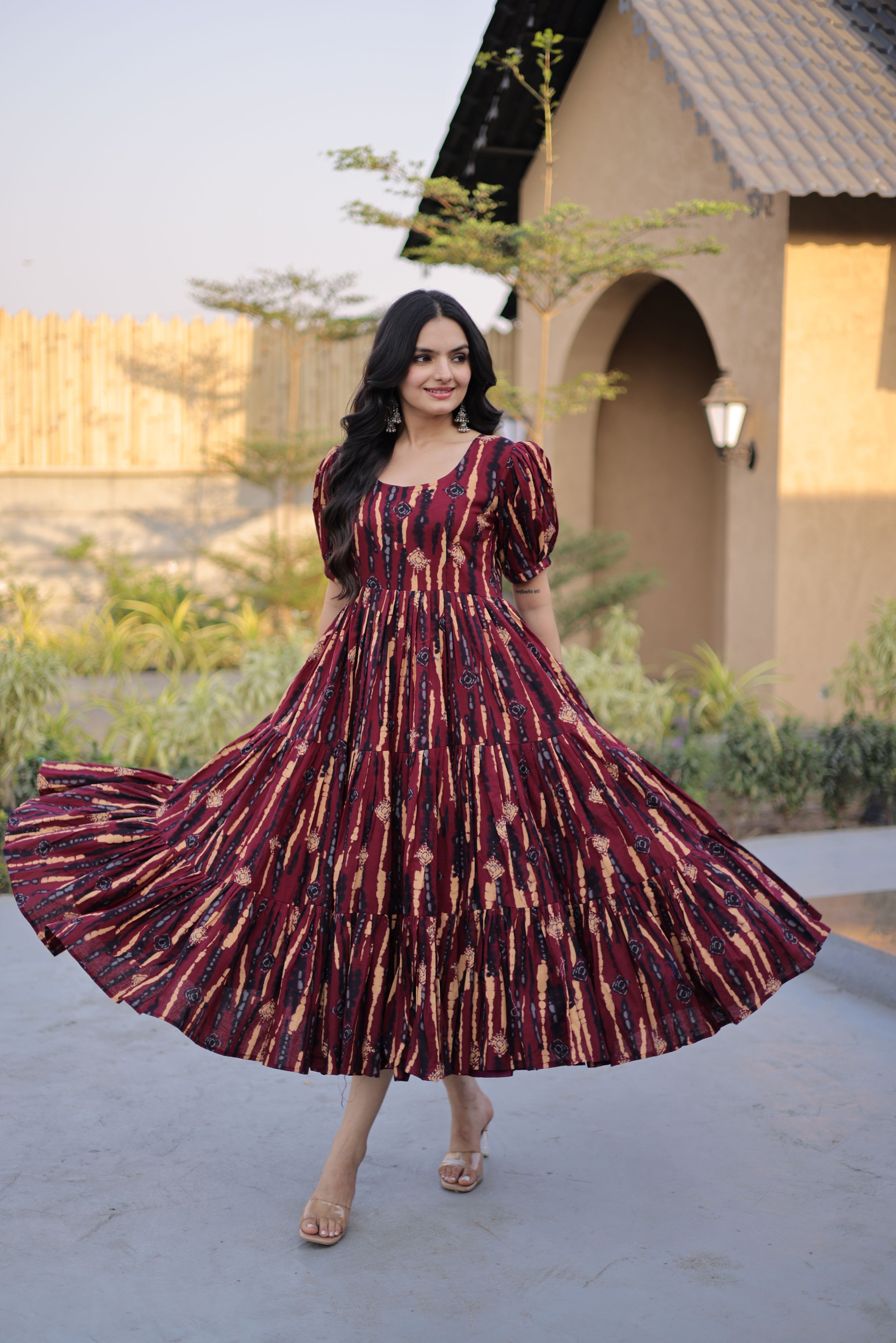 Printed Cotton Three Layer Frock