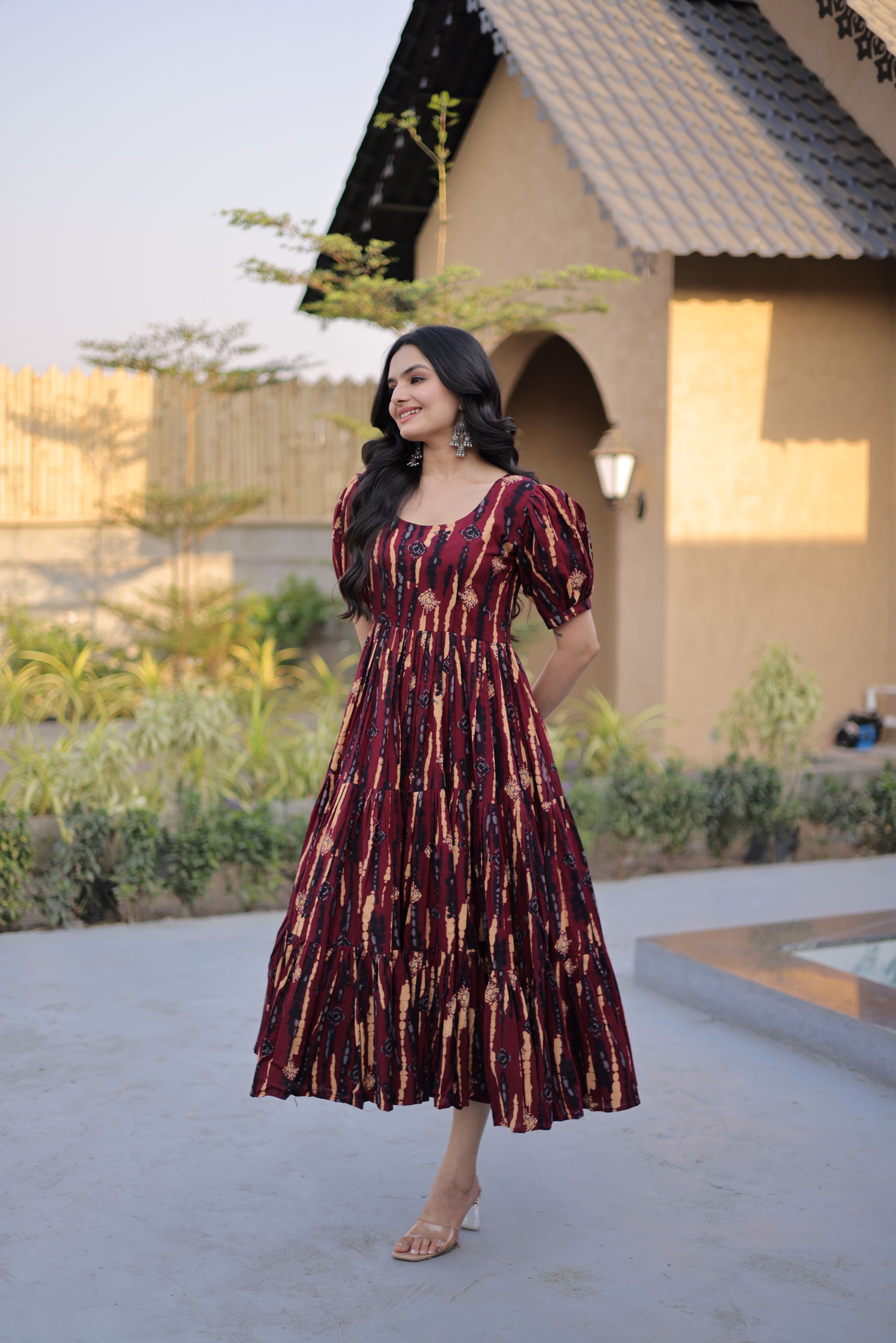 Printed Cotton Three Layer Frock