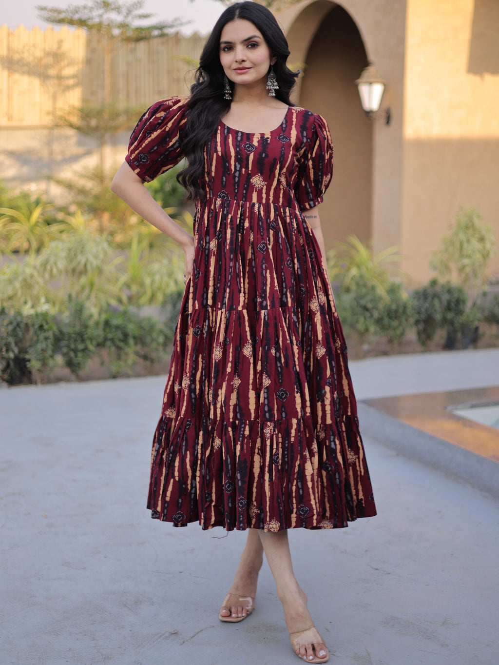 Printed Cotton Three Layer Frock
