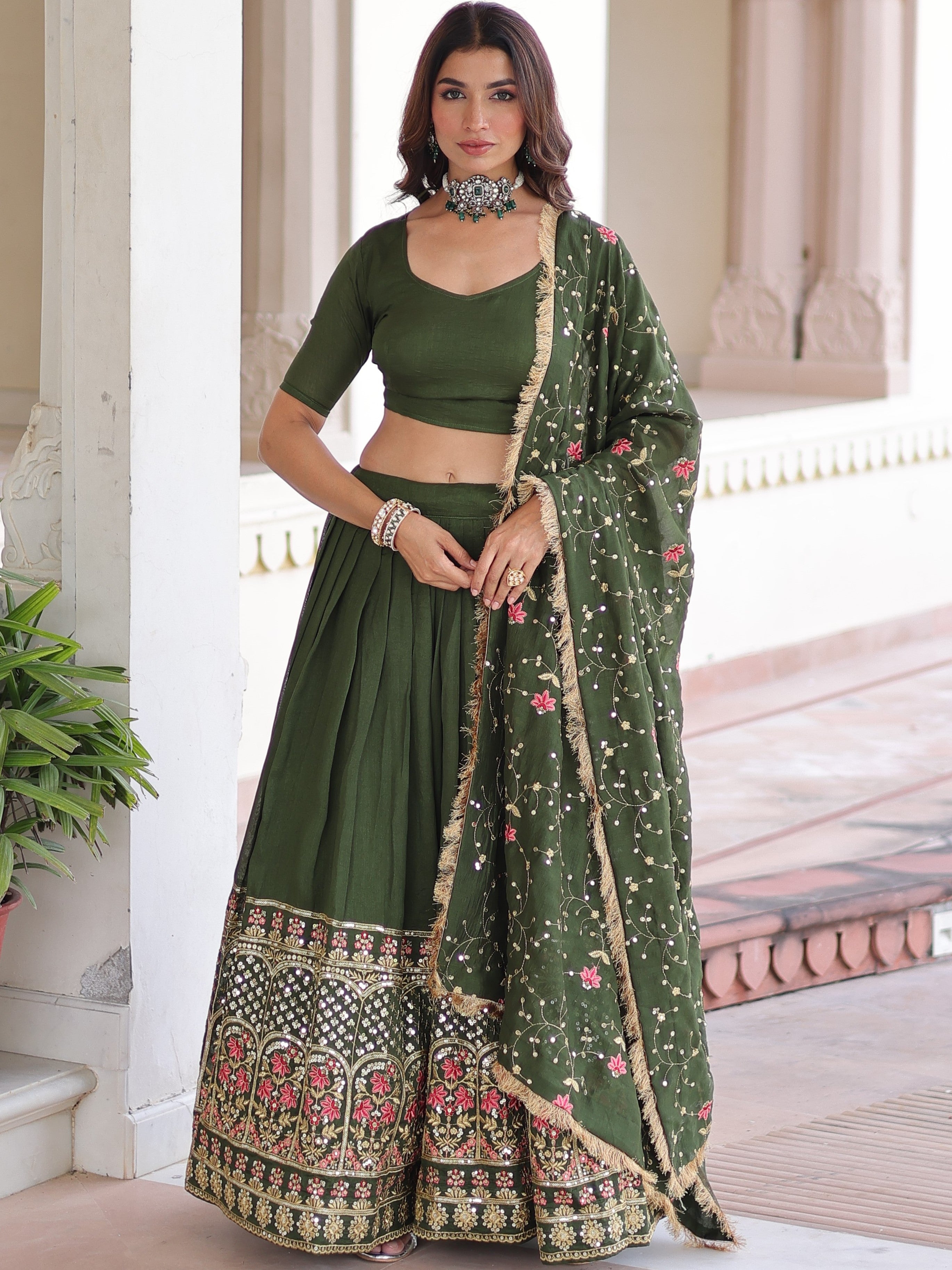 Vichitra Silk Lehenga For Women