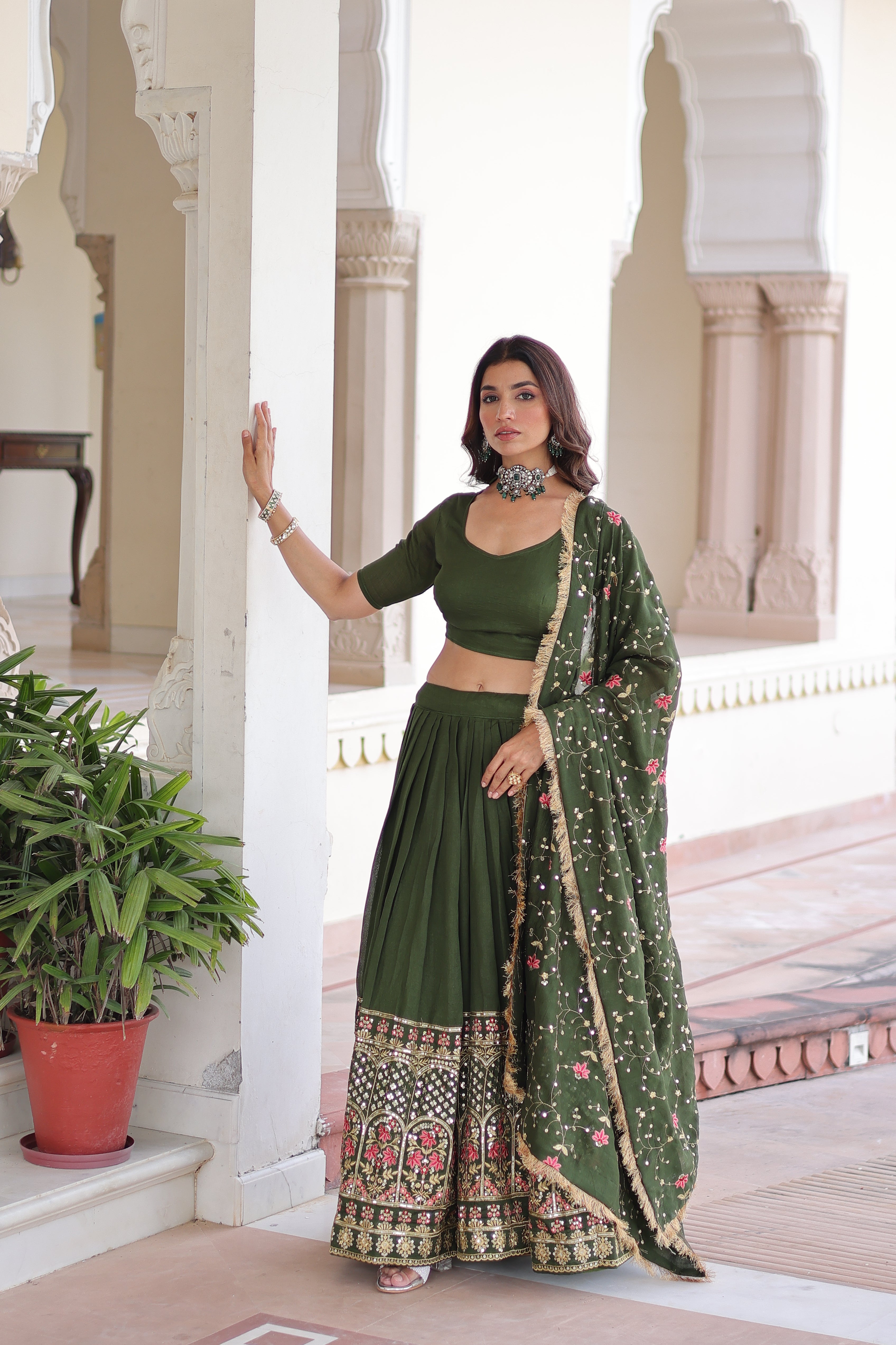 Vichitra Silk Lehenga For Women