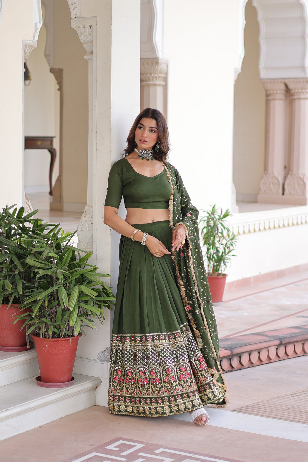 Vichitra Silk Lehenga For Women