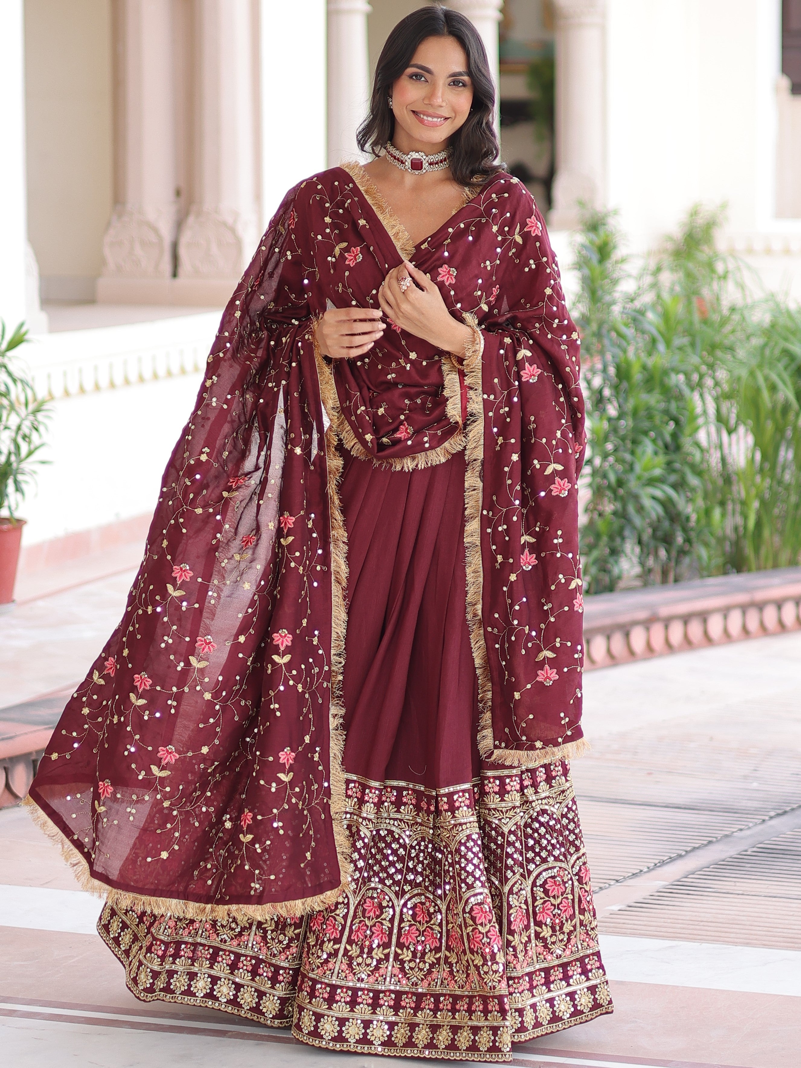 Vichitra Silk Lehenga For Women