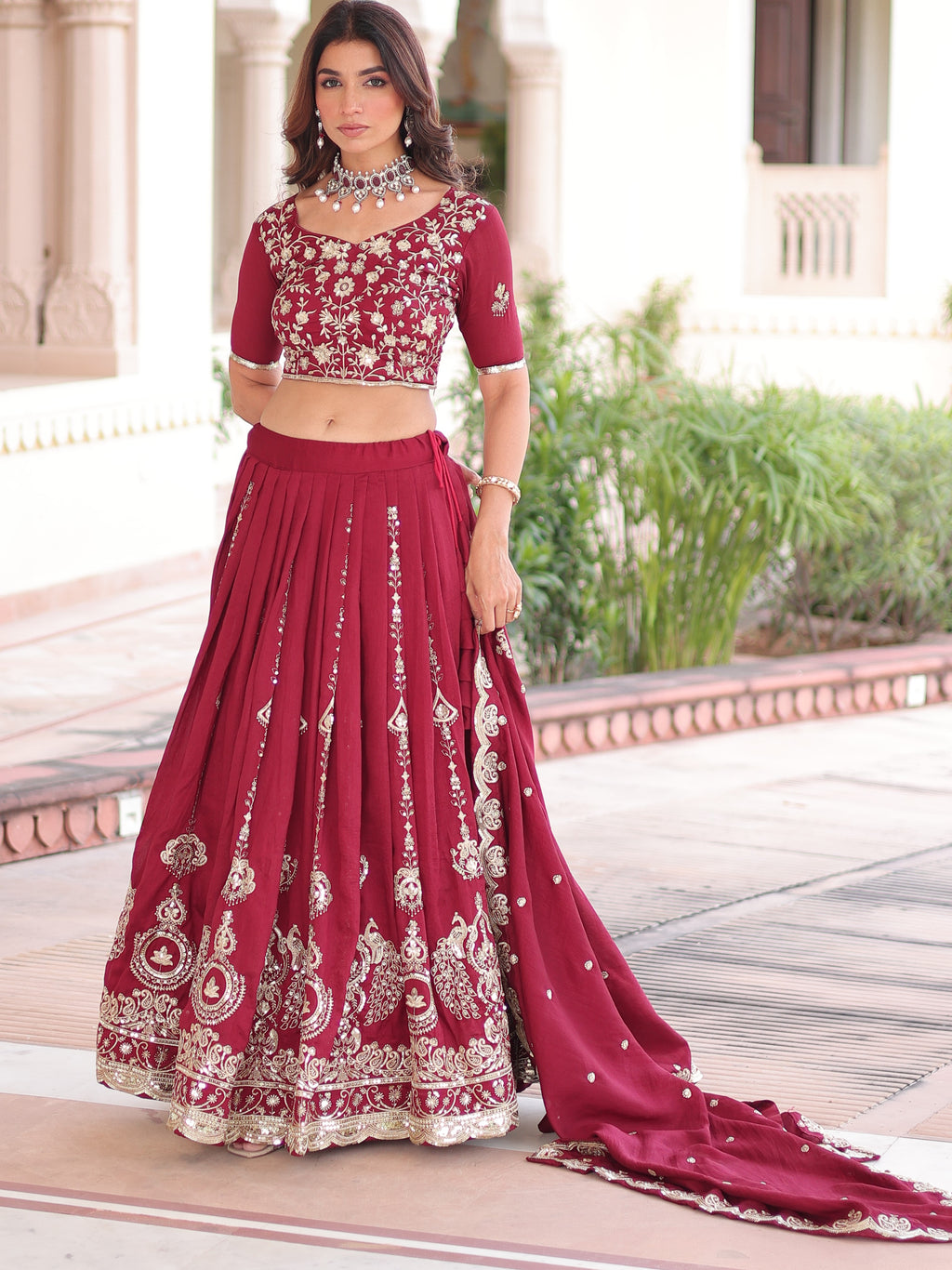 Vichitra Silk Lehenga For Women