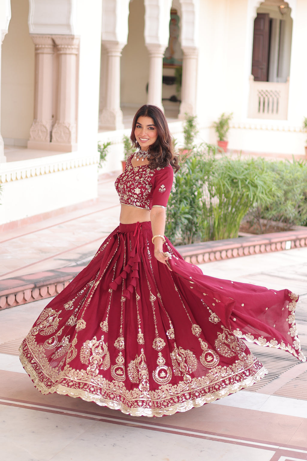 Vichitra Silk Lehenga For Women