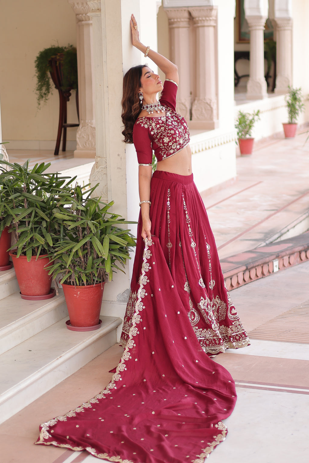 Vichitra Silk Lehenga For Women