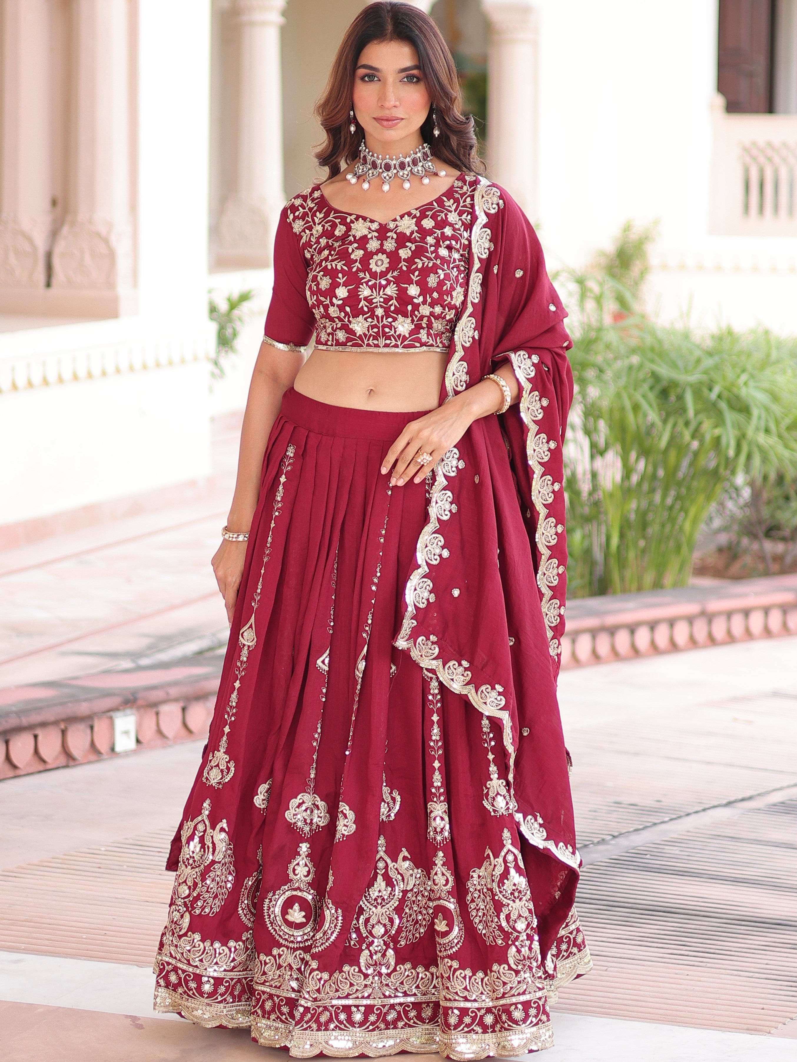Vichitra Silk Lehenga For Women