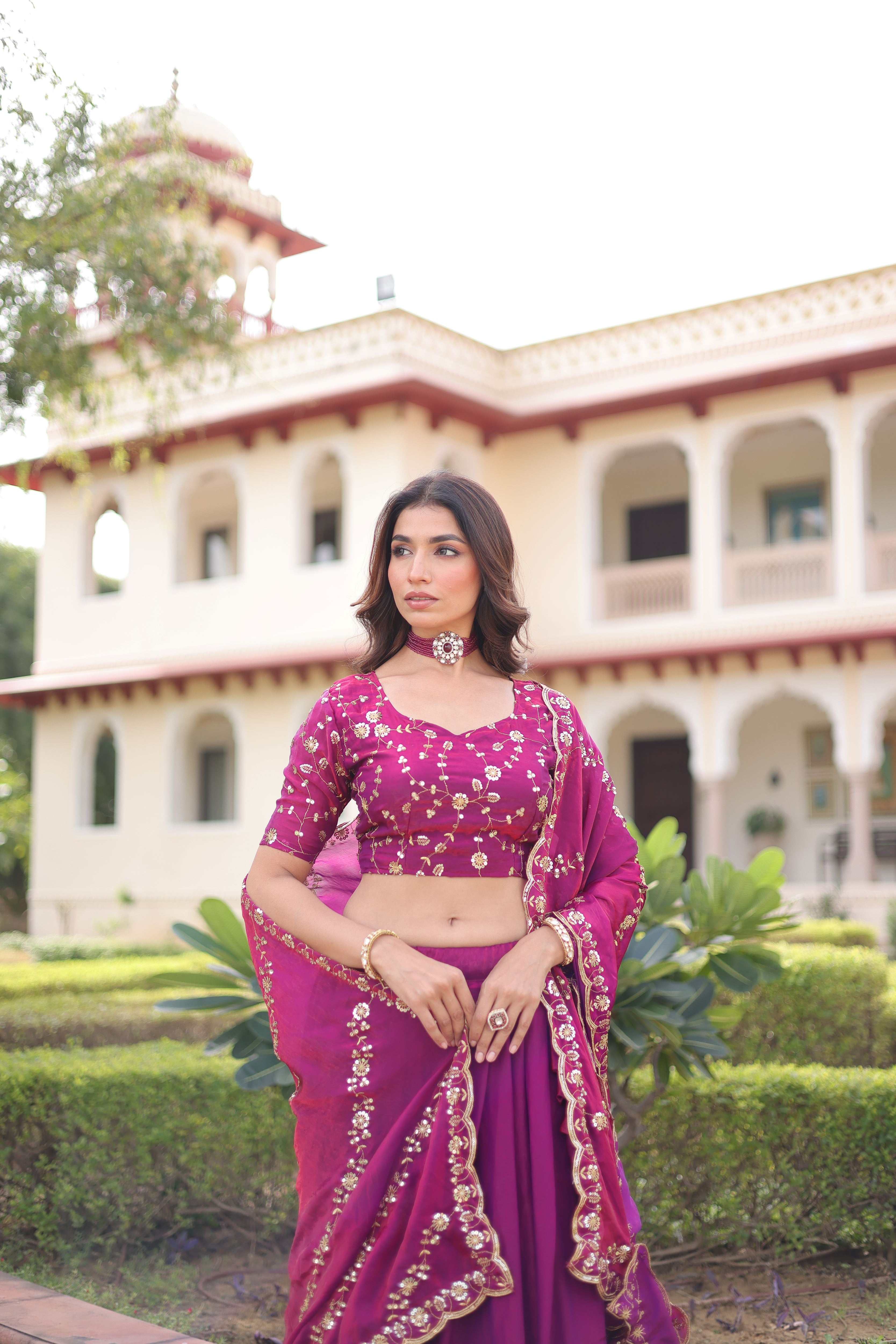 Fendi Silk Embroidered Lehenga With Dupatta