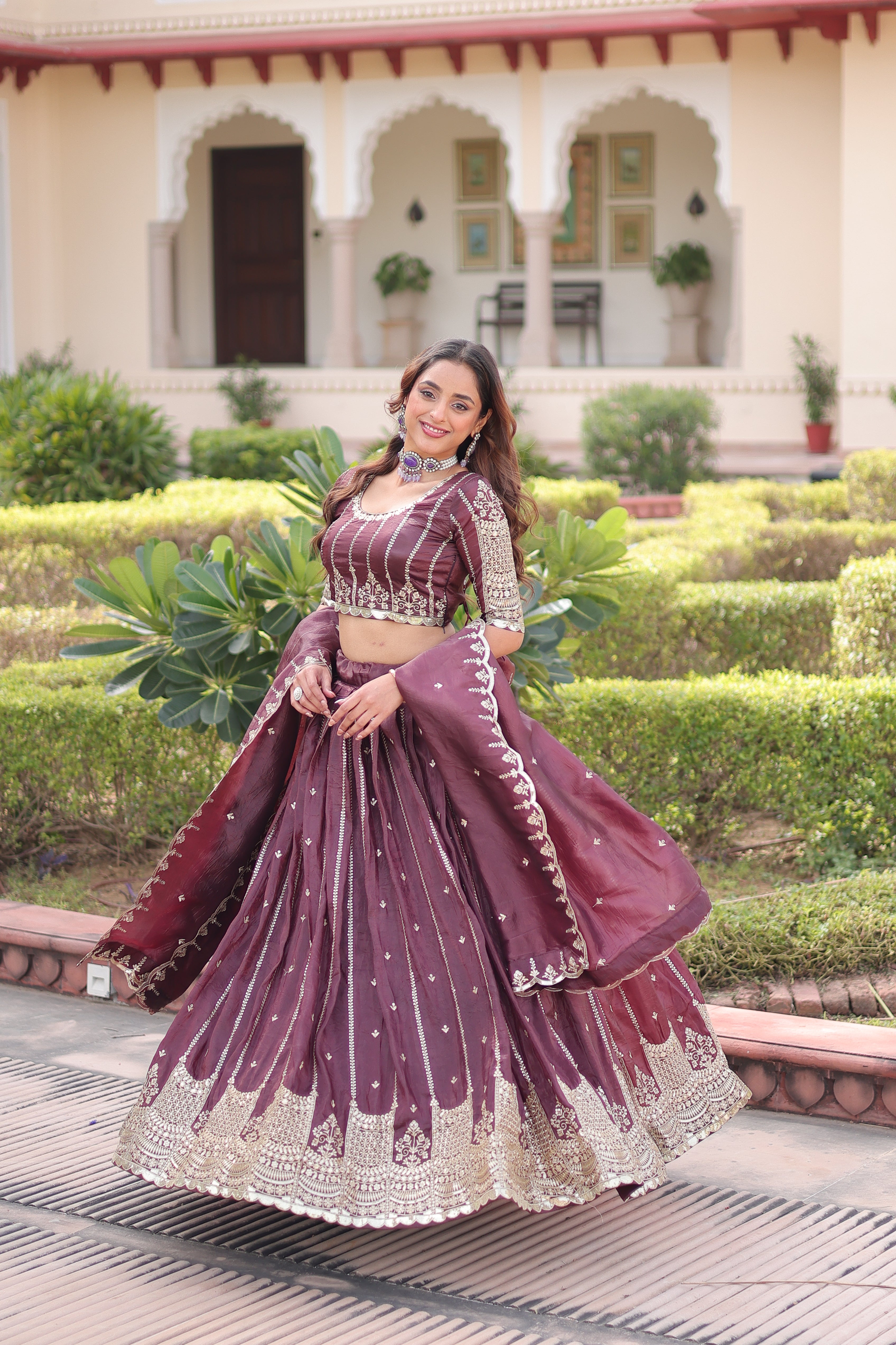 Gold Crush Zari Embroidered Lehenga With Dupatta