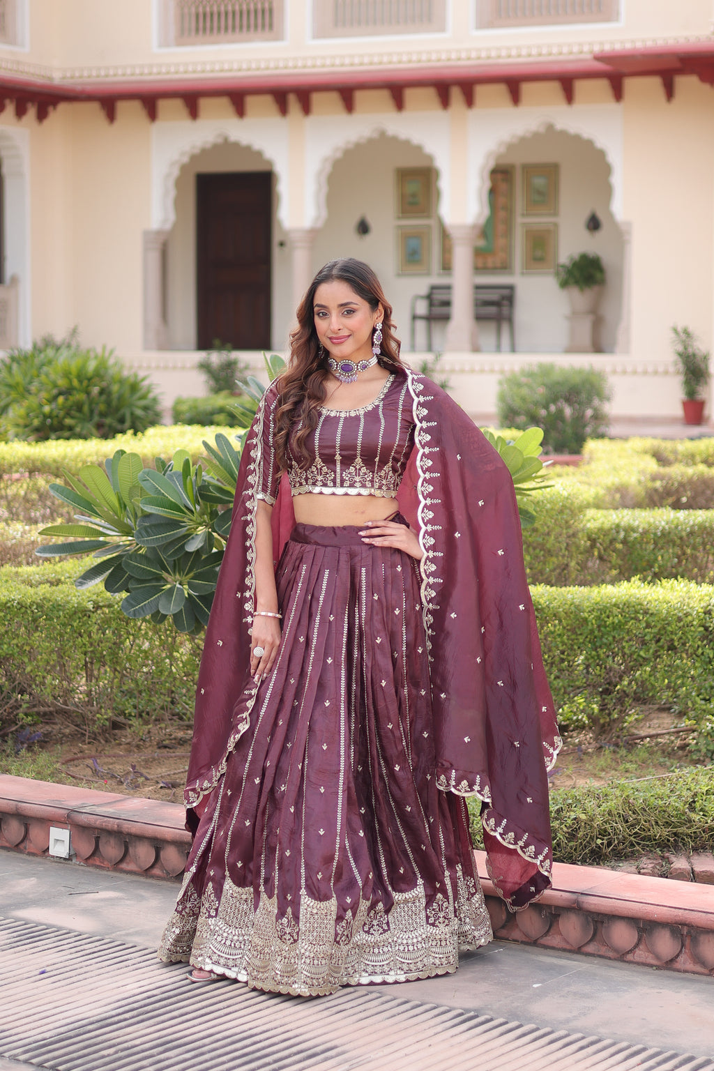 Gold Crush Zari Embroidered Lehenga With Dupatta