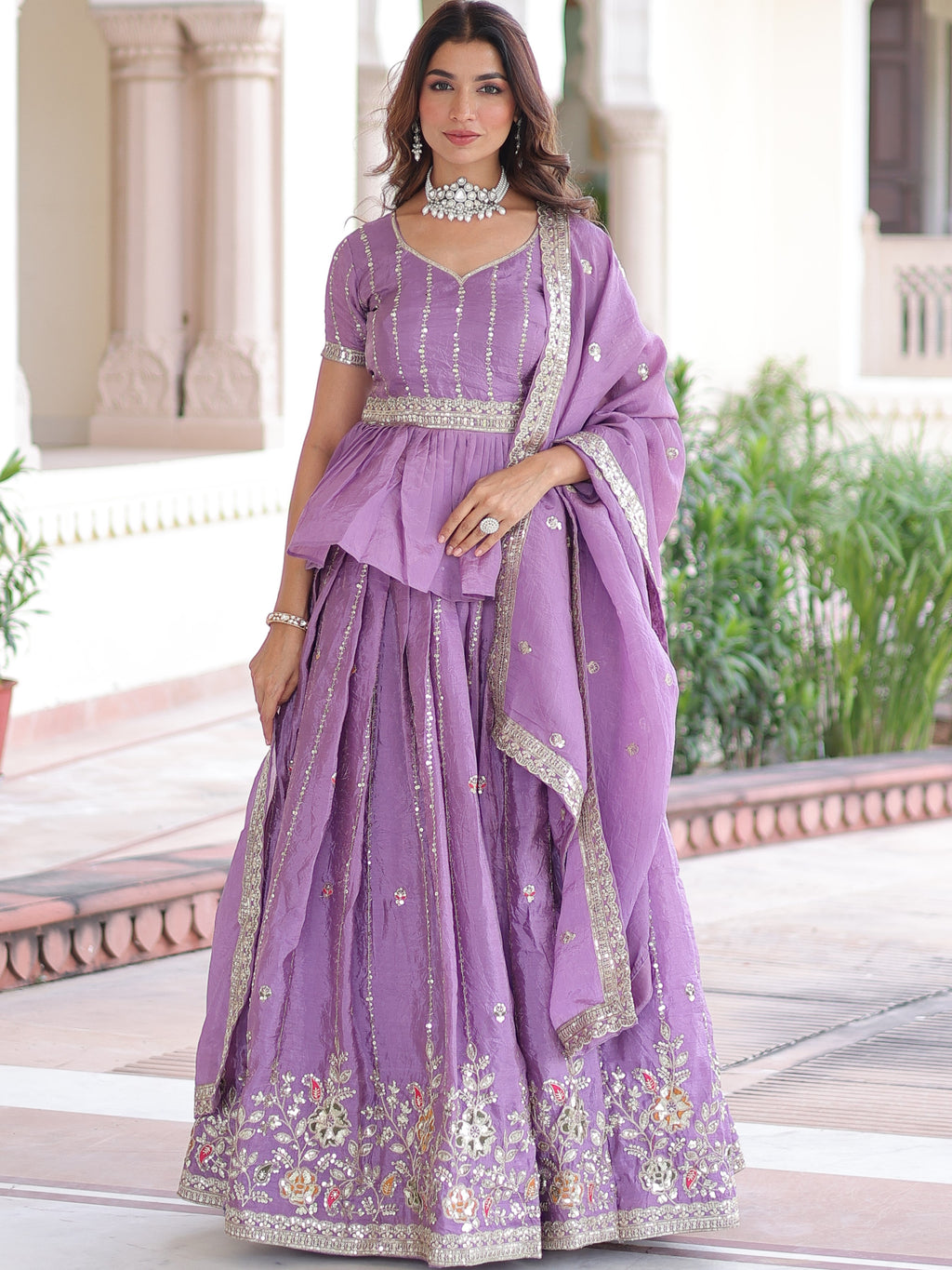 Gold Crush Multi thread Embroidered Lehenga With Dupatta