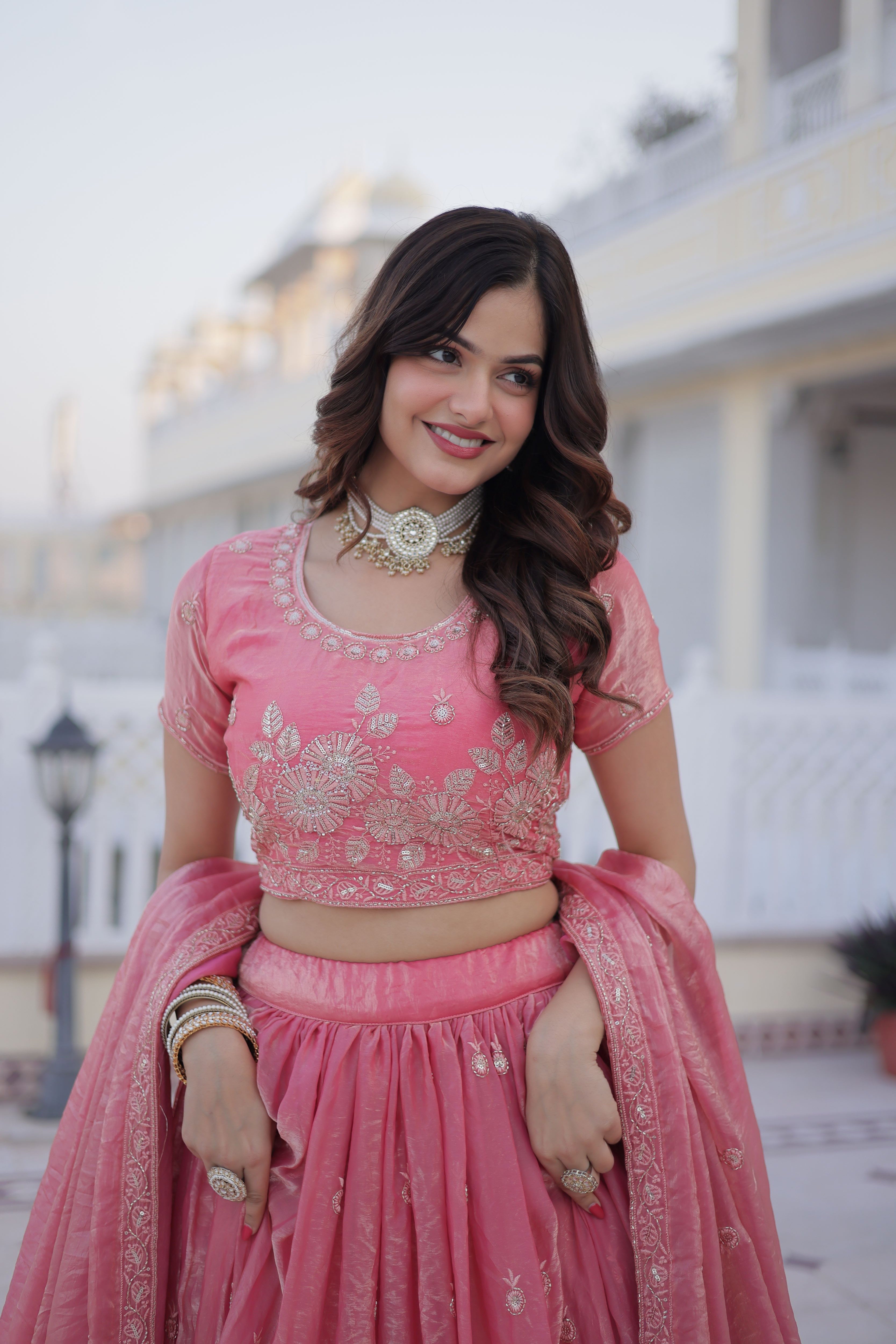 Fendi Silk Thread Embroidered Lehenga With Dupatta