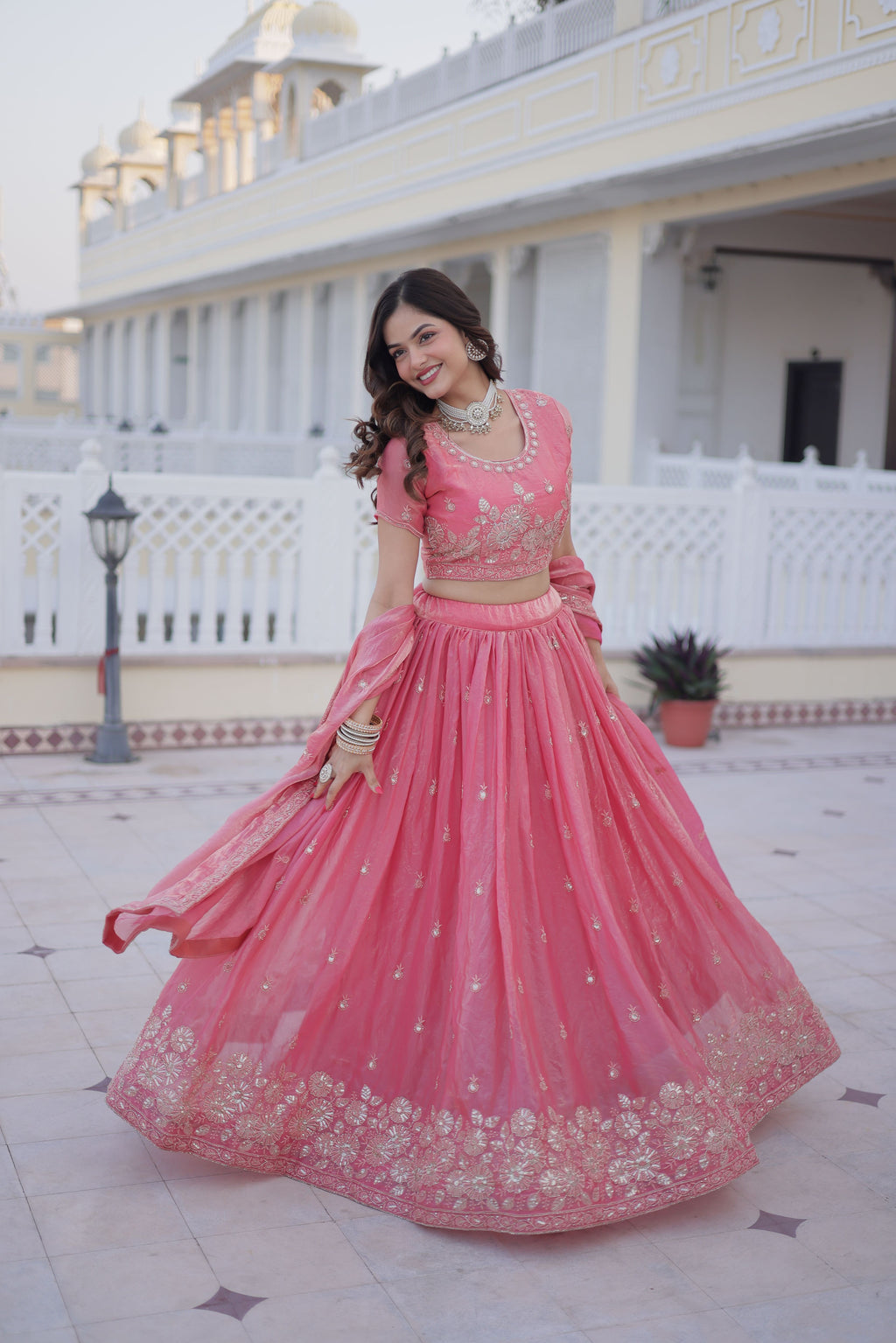 Fendi Silk Thread Embroidered Lehenga With Dupatta