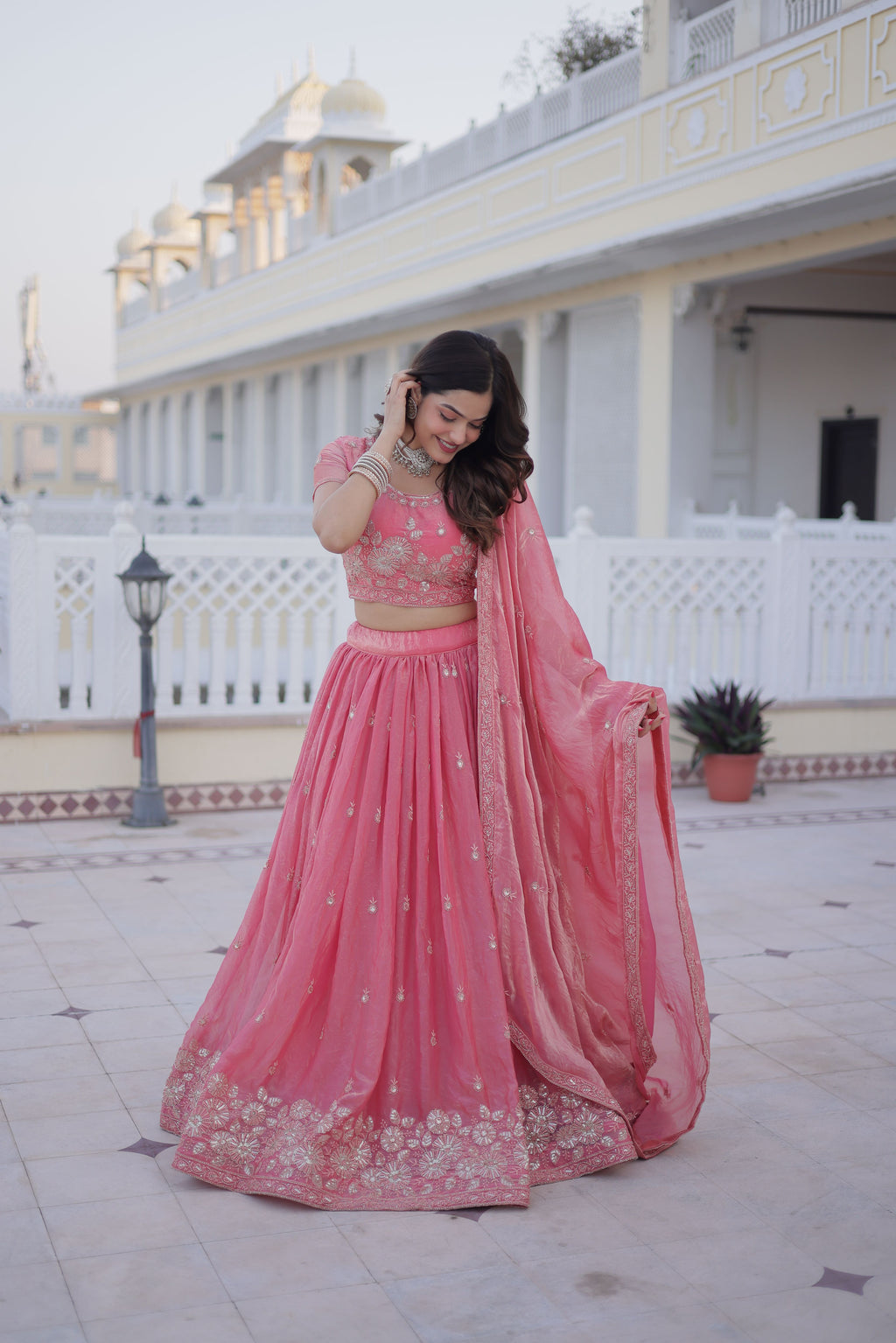 Fendi Silk Thread Embroidered Lehenga With Dupatta