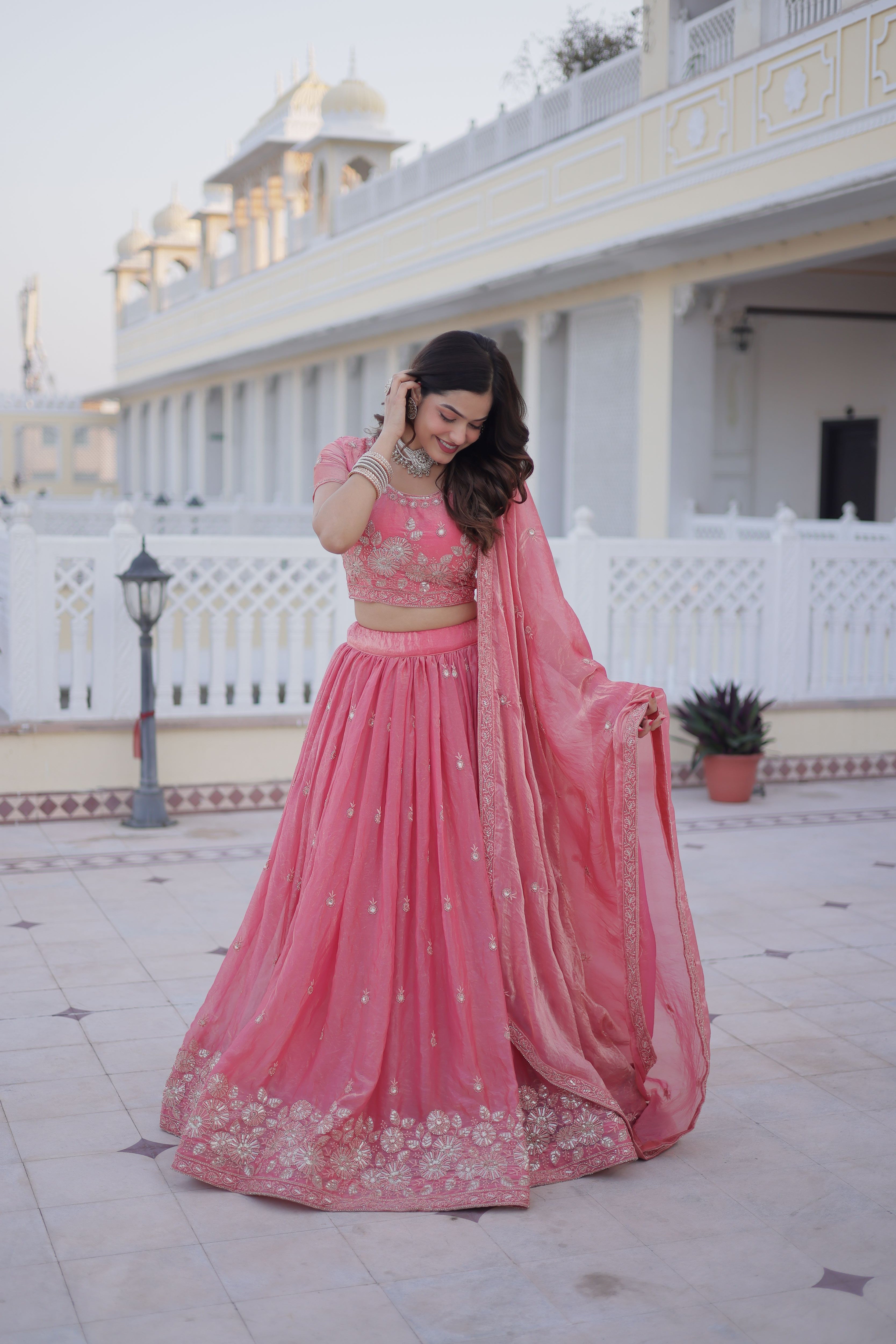 Fendi Silk Thread Embroidered Lehenga With Dupatta