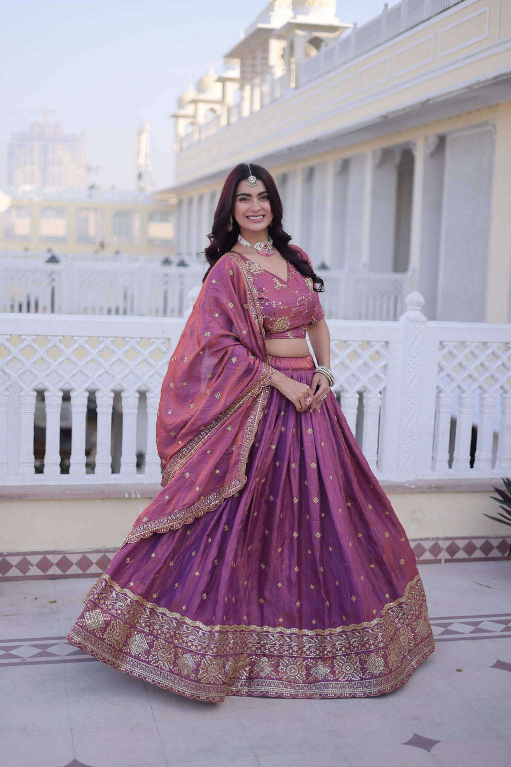 Silk Embroidered Lehenga With Dupatta