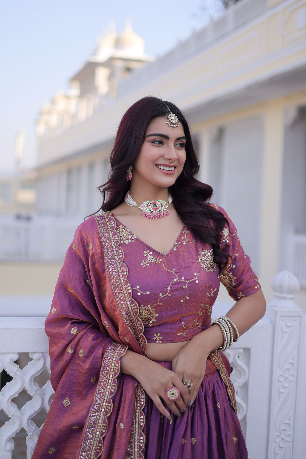 Silk Embroidered Lehenga With Dupatta