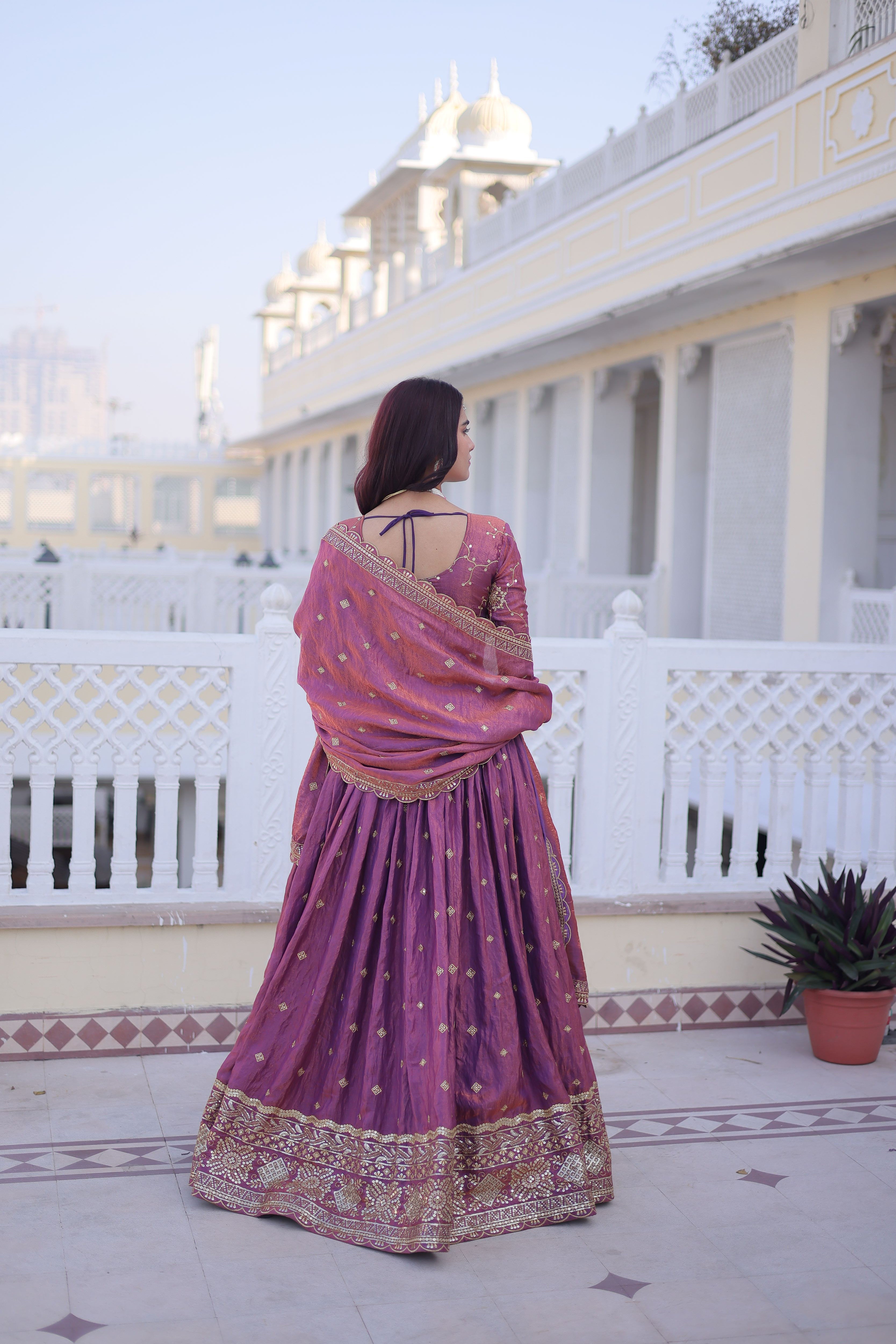 Silk Embroidered Lehenga With Dupatta