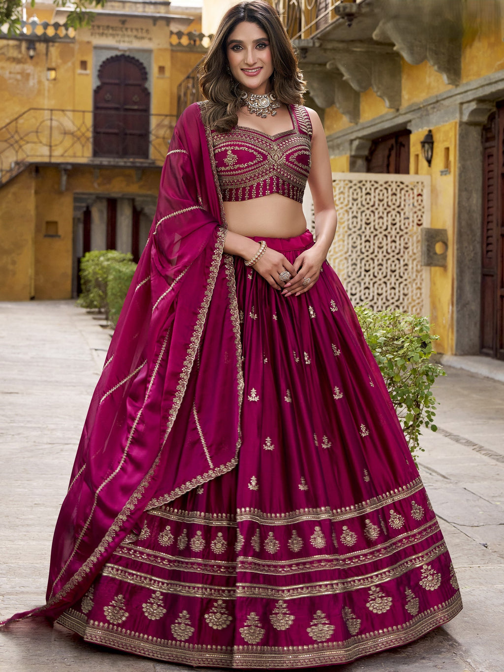 Rangoli Silk Thread Embroidered Lehenga With Dupatta