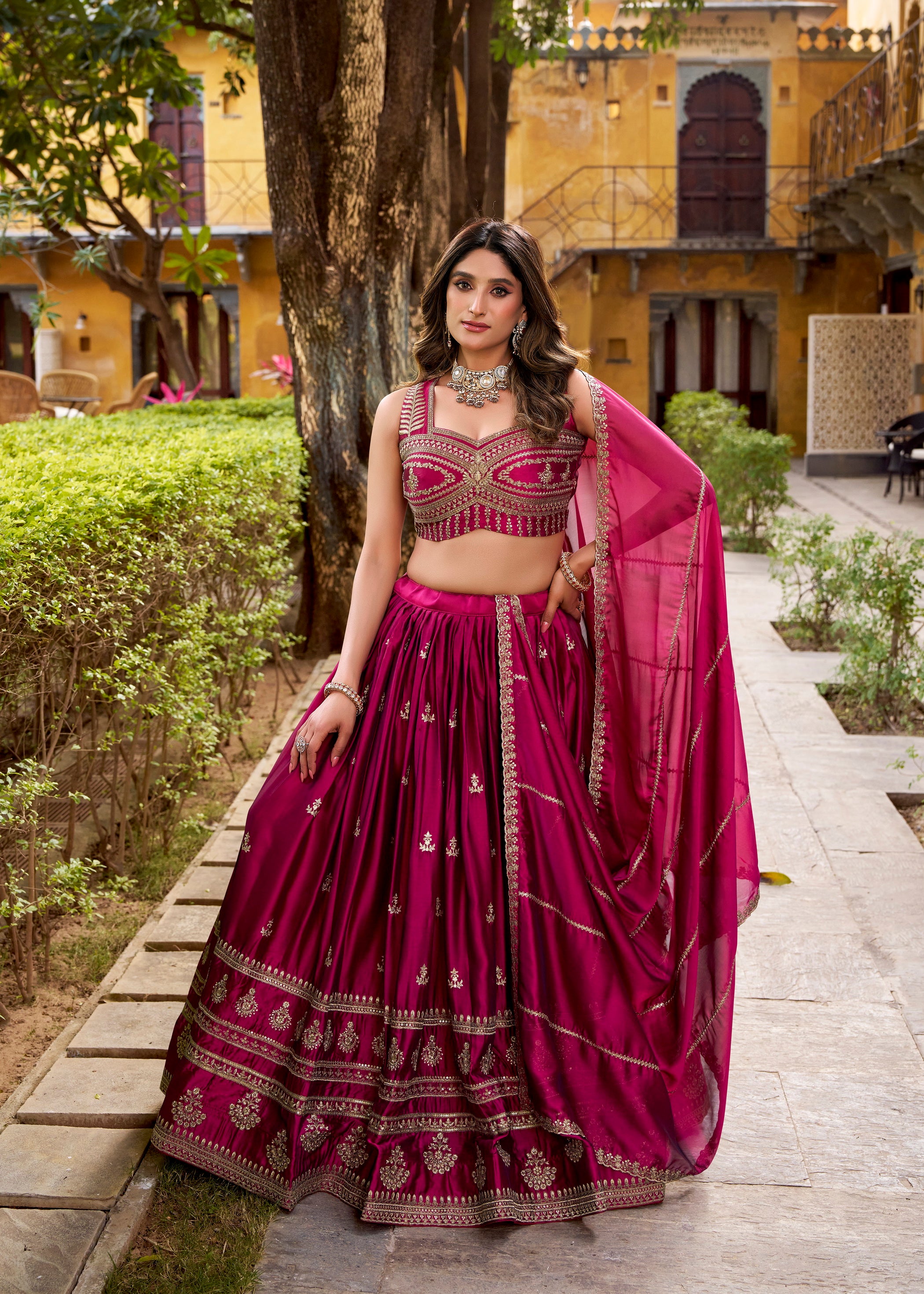 Rangoli Silk Thread Embroidered Lehenga With Dupatta