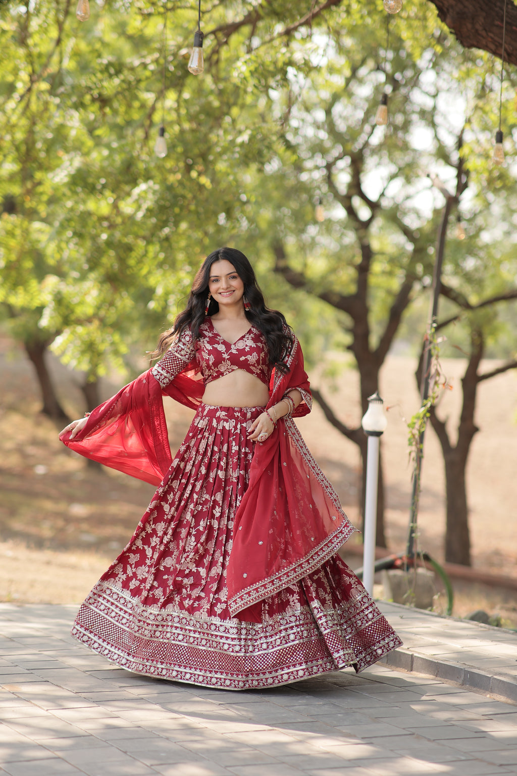 Viscose Jacquard Embroidered Lehenga For Women