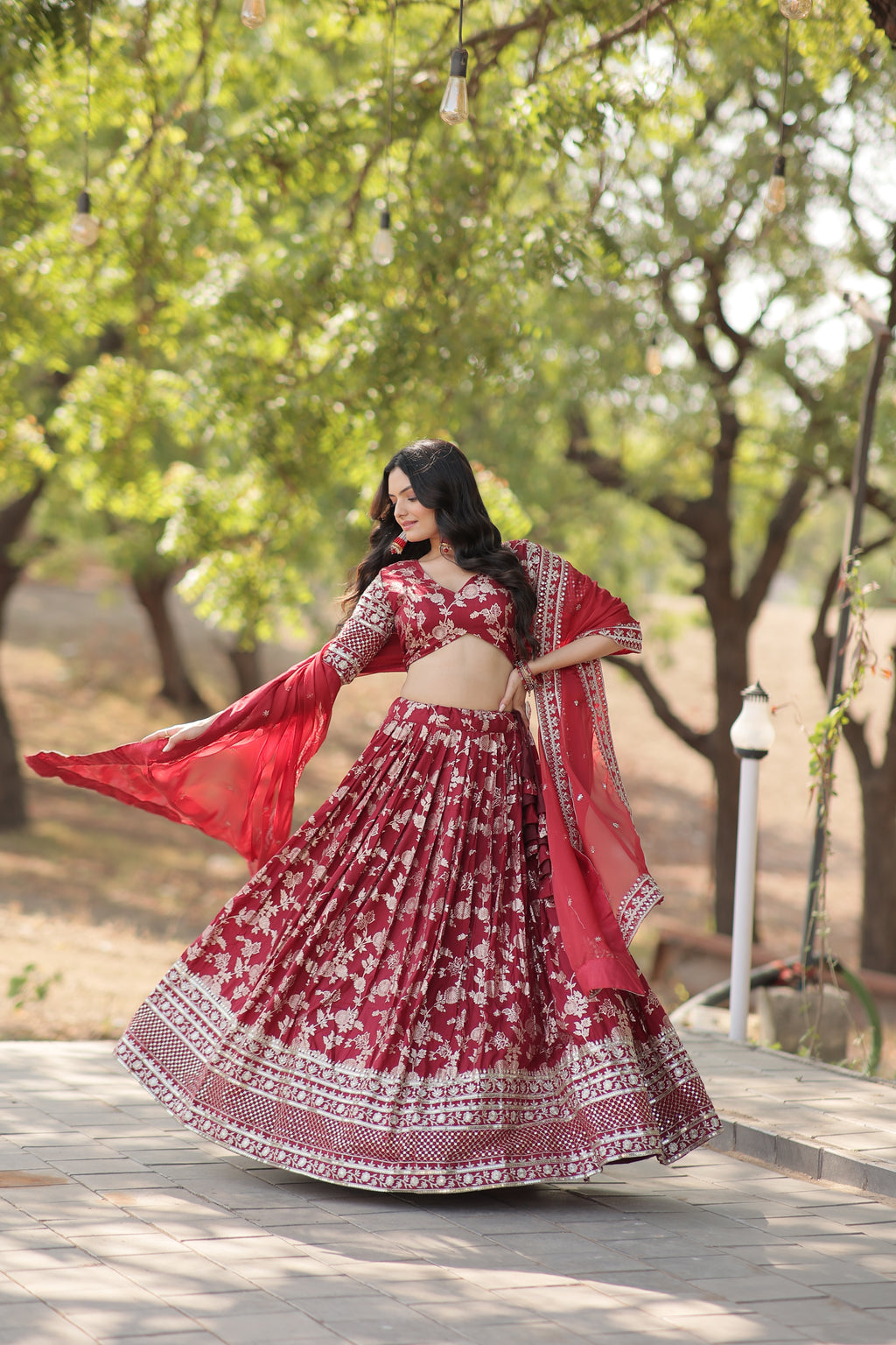 Viscose Jacquard Embroidered Lehenga For Women