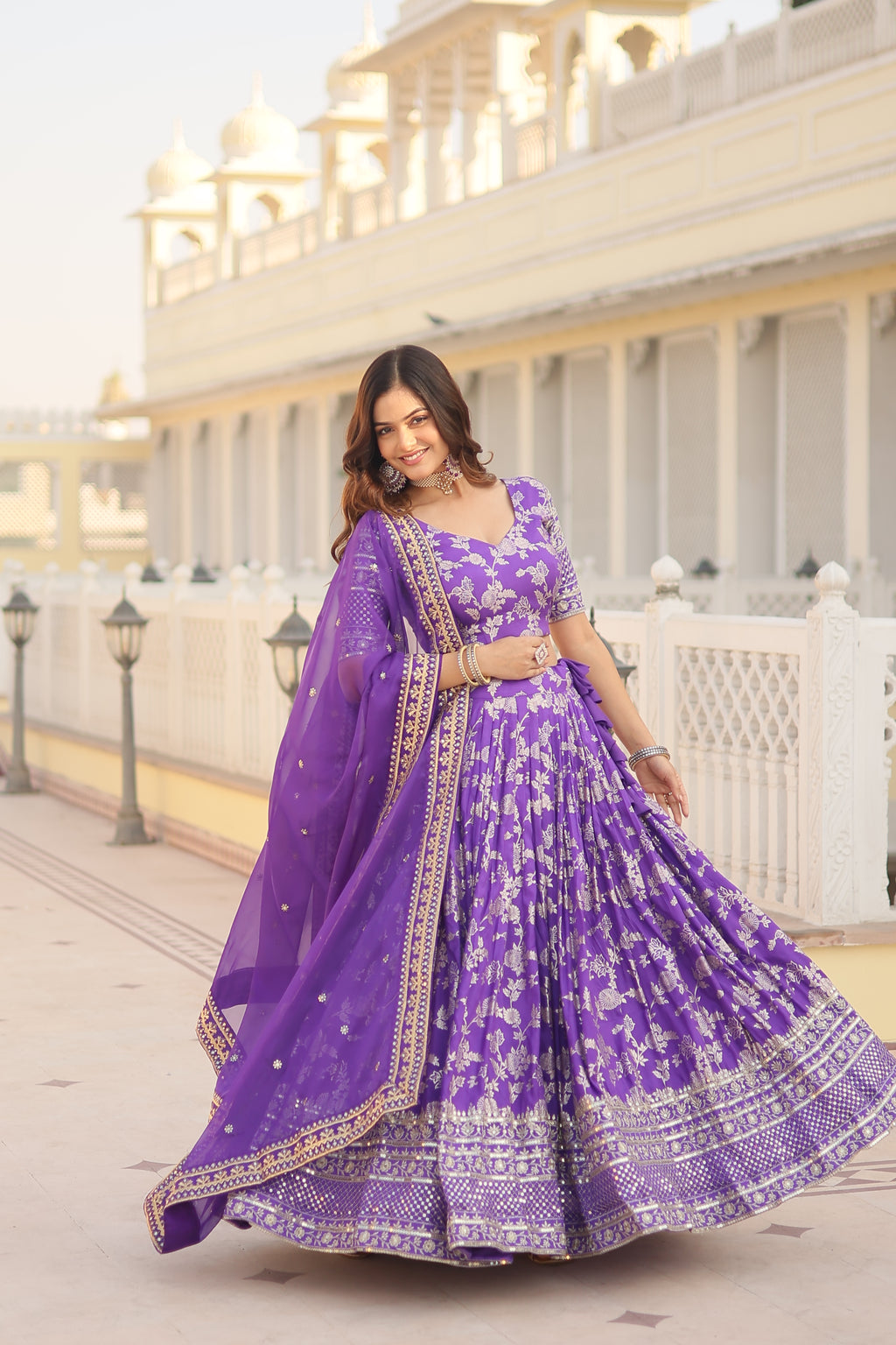 Viscose Jacquard Embroidered Lehenga For Women