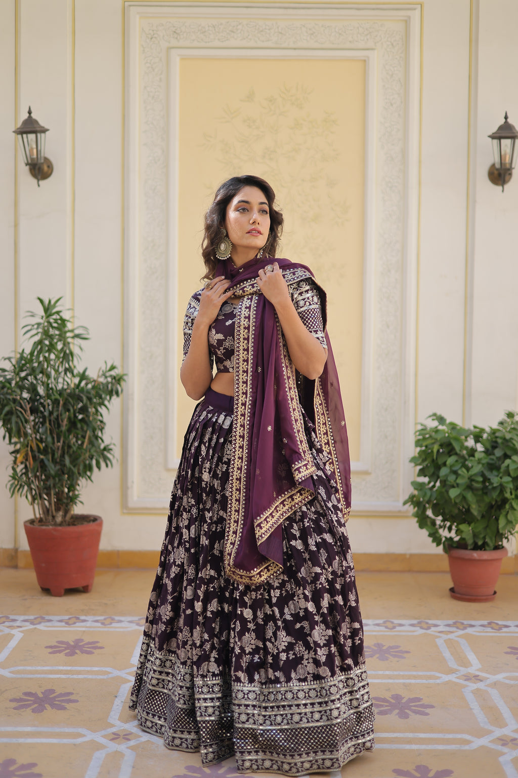 Viscose Jacquard Embroidered Lehenga For Women