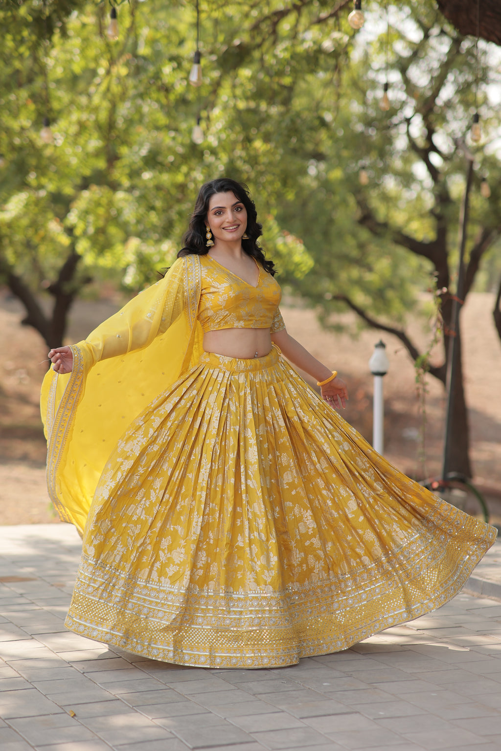 Viscose Jacquard Embroidered Lehenga For Women