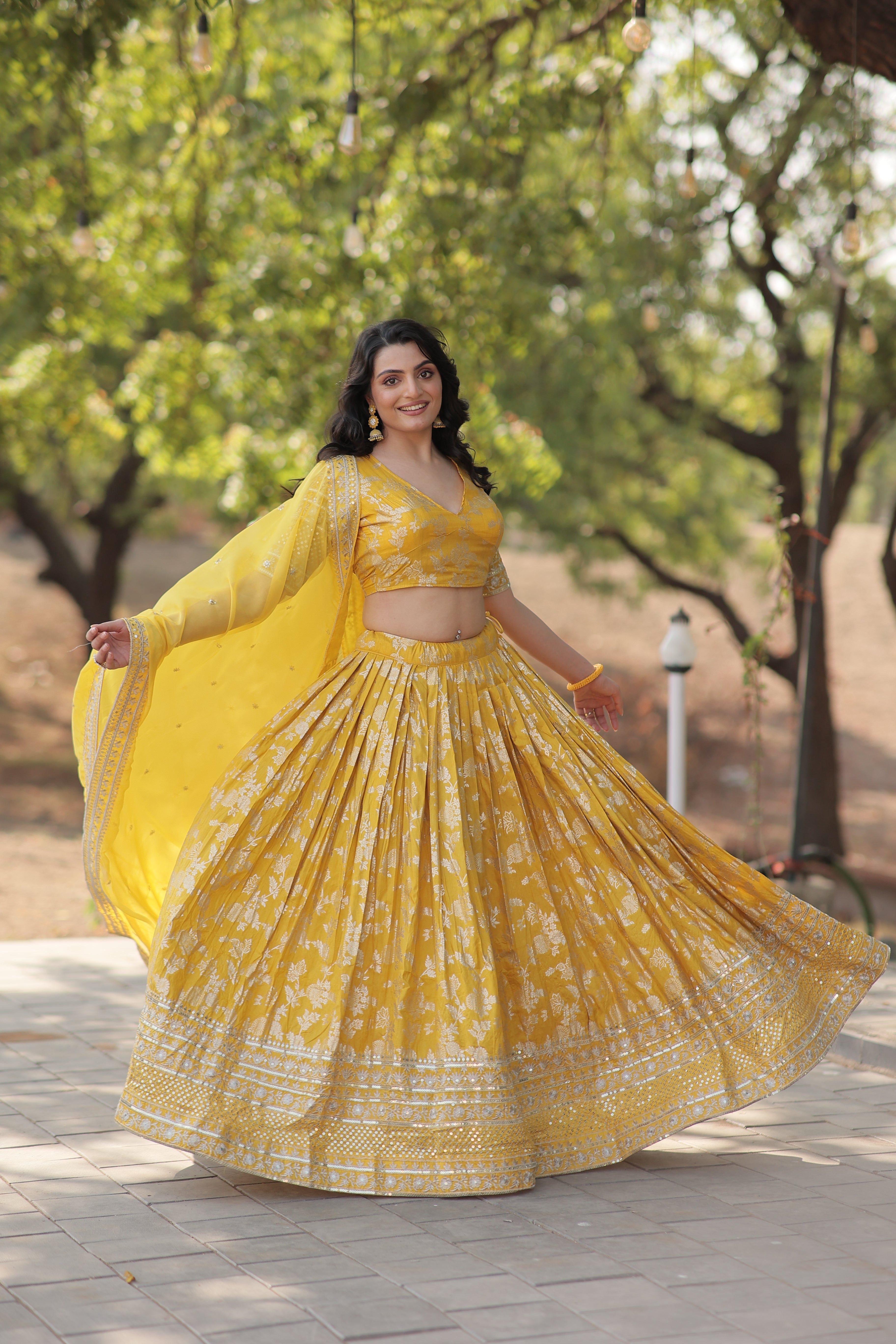 Viscose Jacquard Embroidered Lehenga For Women