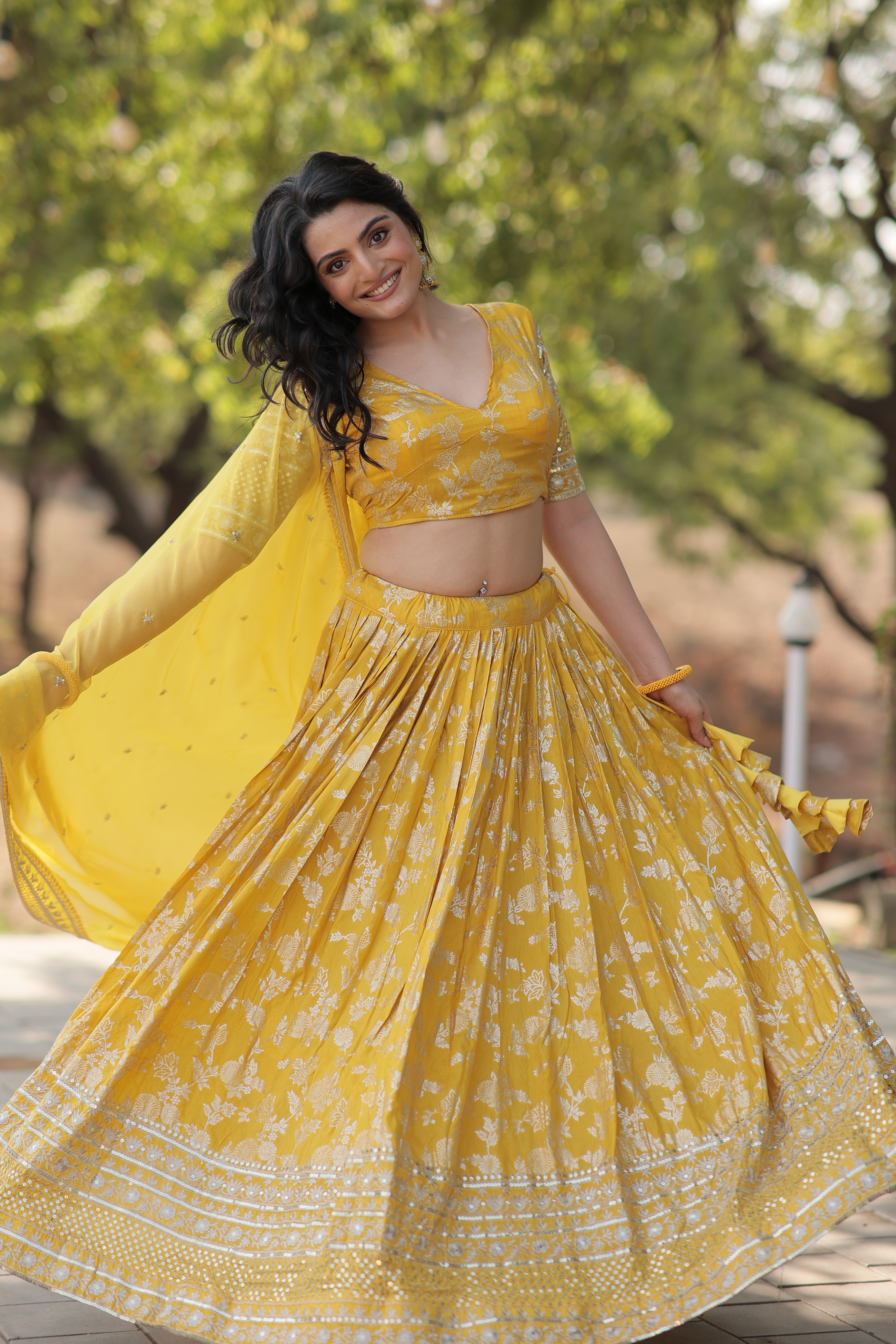 Viscose Jacquard Embroidered Lehenga For Women