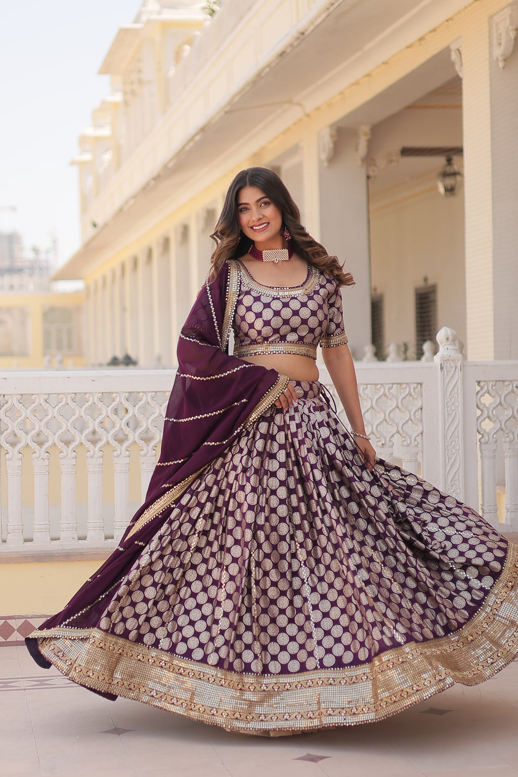 Viscose Jacquard Embroidered Lehenga For Women