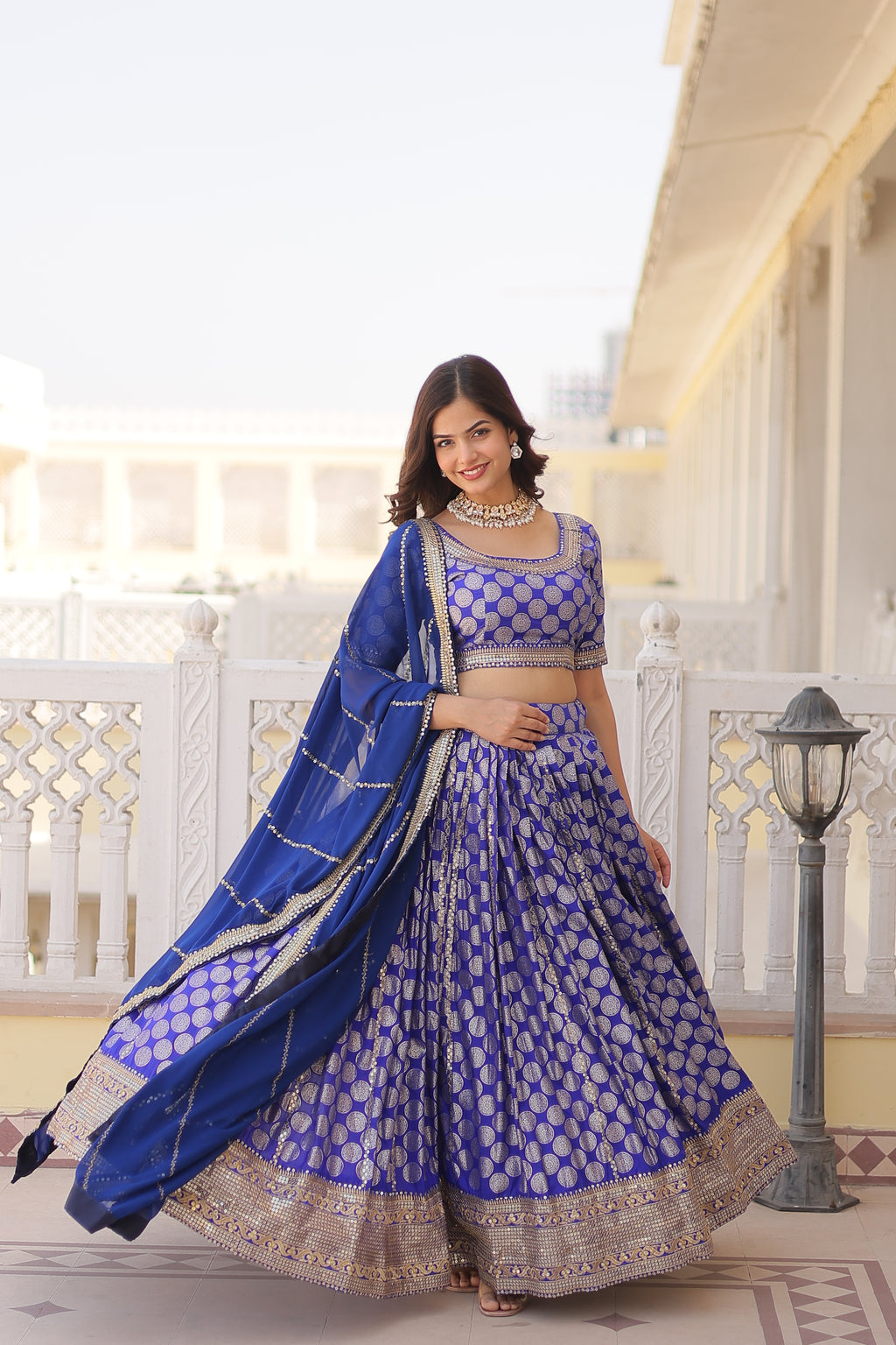 Viscose Jacquard Embroidered Lehenga For Women